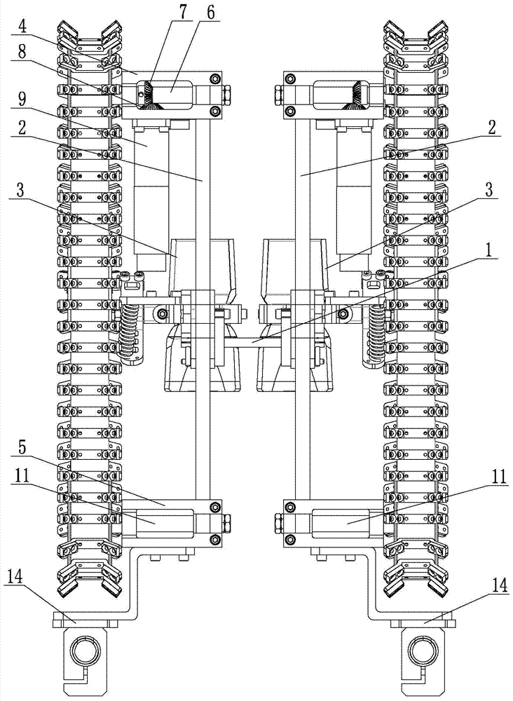 A wall-climbing robot with a v-shaped permanent magnet chain piece buffered by an air rod