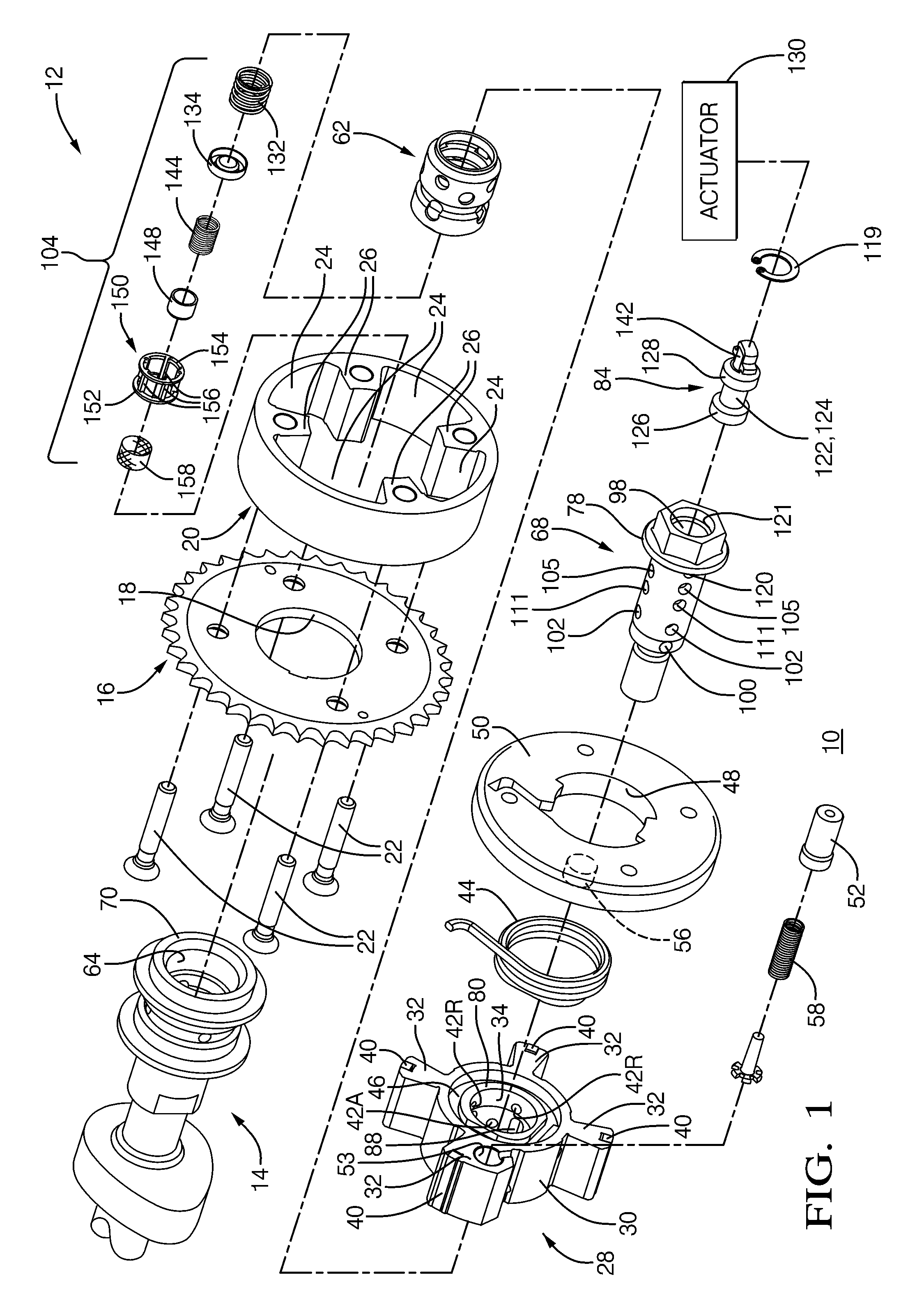 Axially compact camshaft phaser