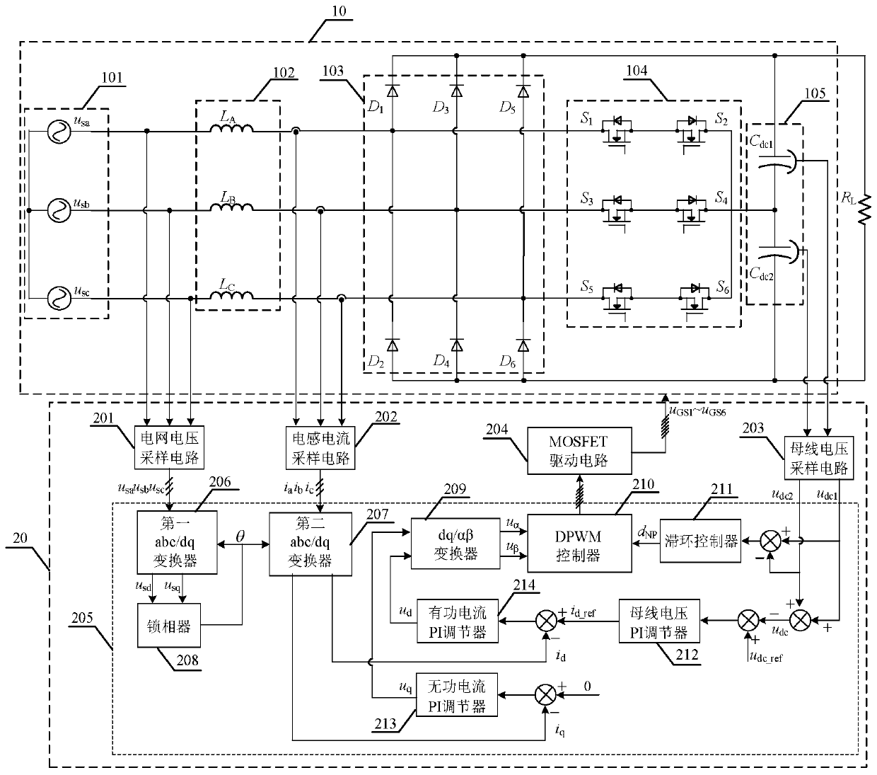 Control circuit of three-phase Vienna rectifier and discontinuous pulse width modulation method thereof