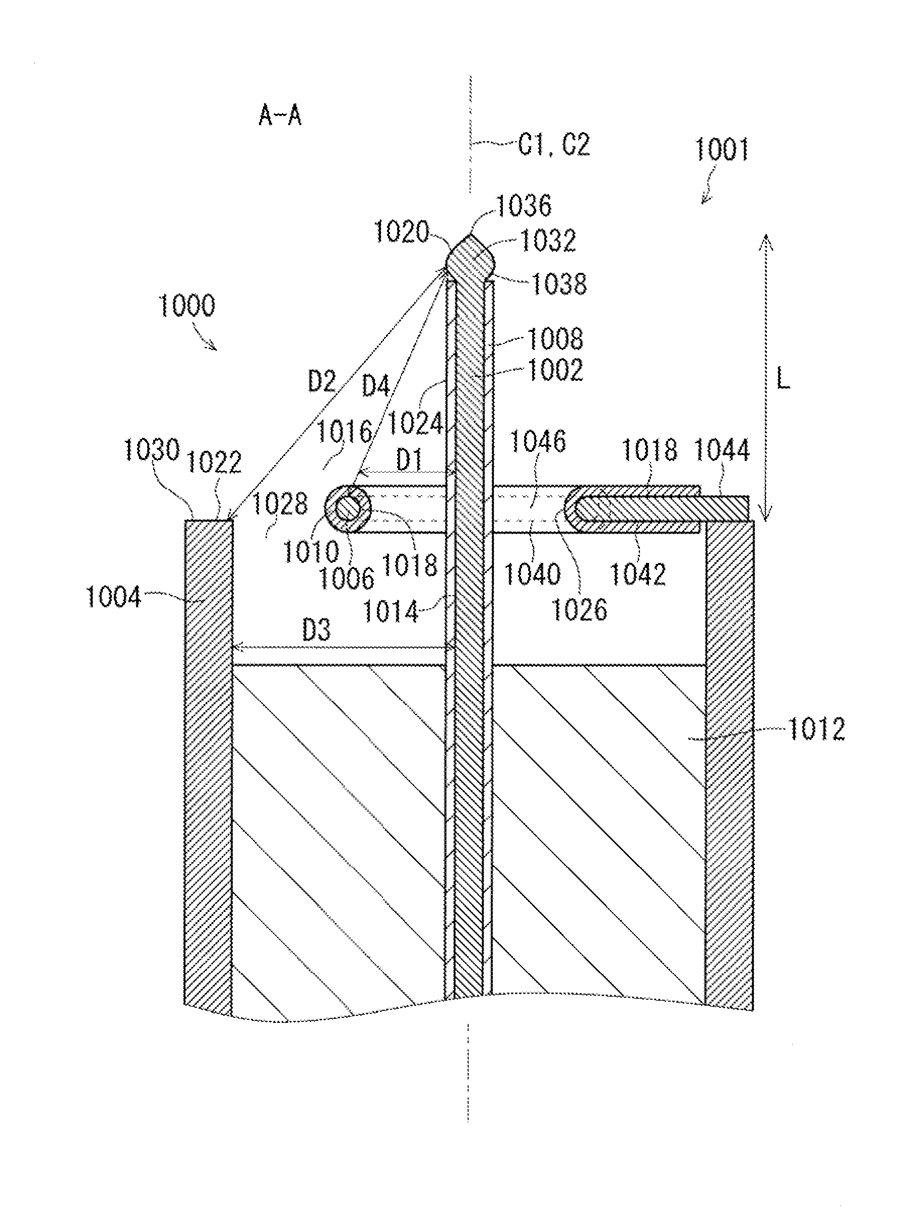 Ignition device of internal combustion engine and electrode structure of the ignition device