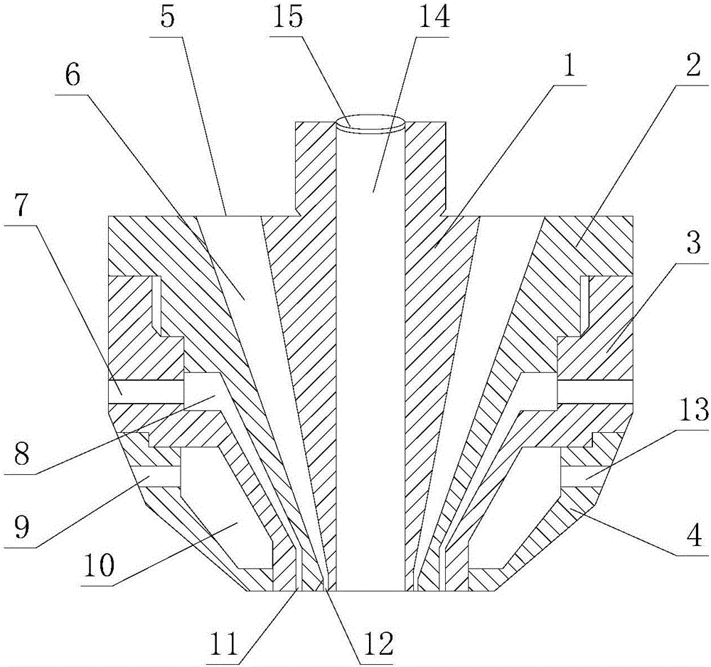 Laser nozzle for metal powder laser forming