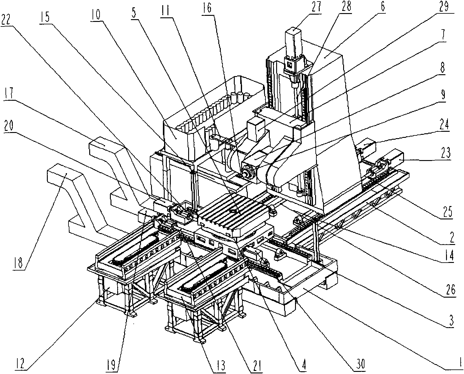 Five-axis linkage horizontal machining center machine tool