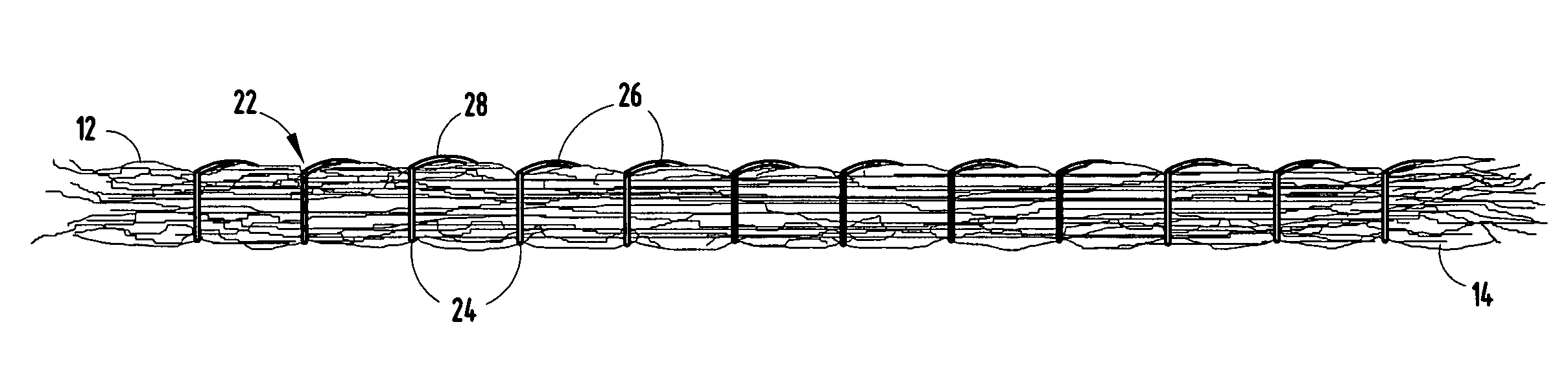 Method of producing a fire resistant fabric with stitchbonding