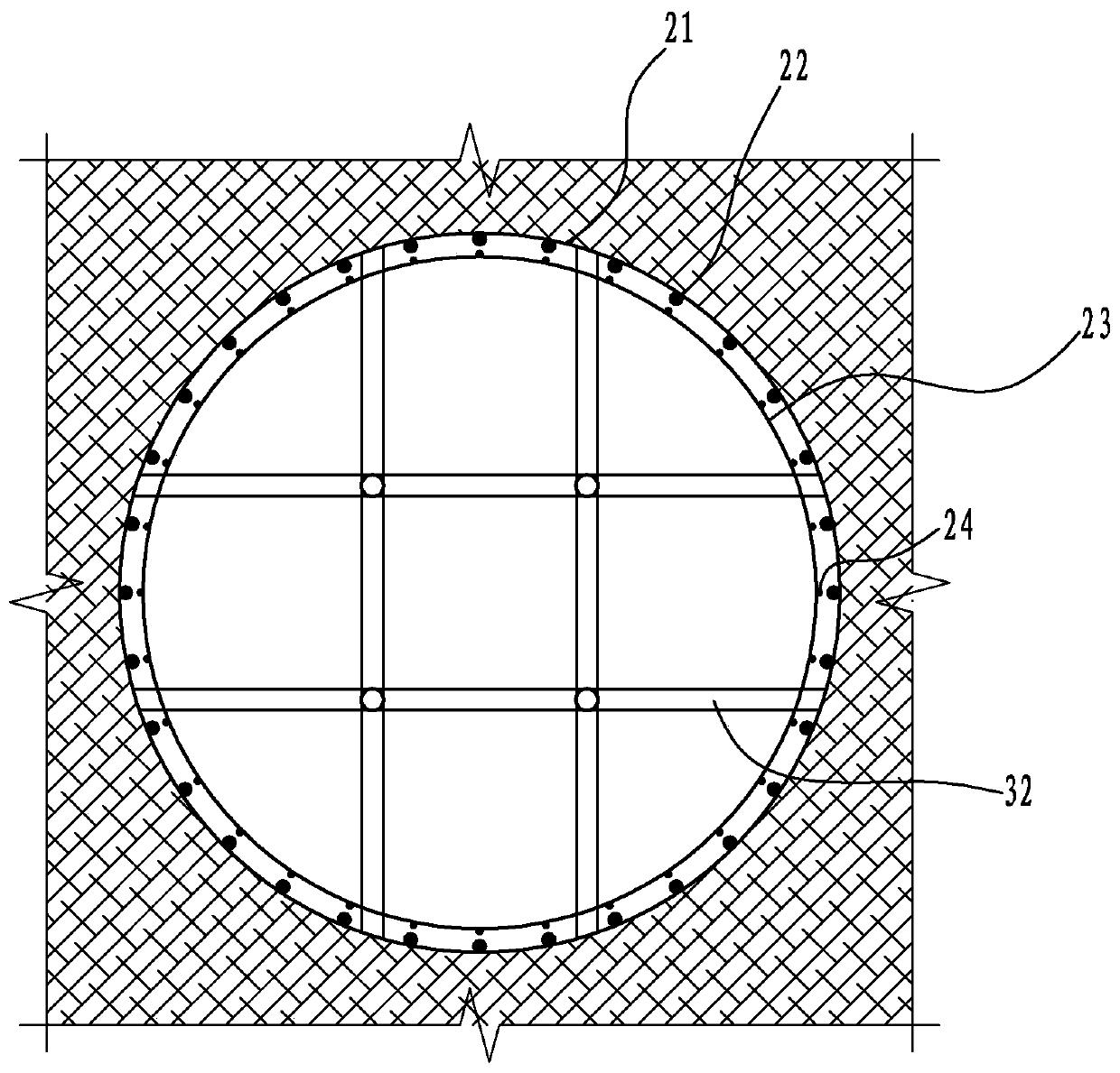 Large-diameter pile base reinforcing steel bar in-hole layering and bundling construction method