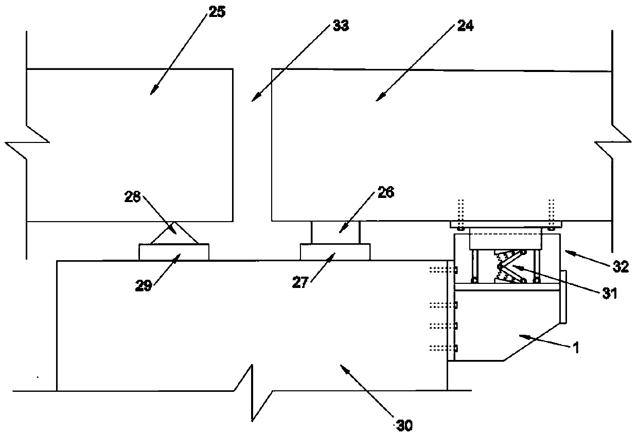 Multi-directional buffer limiting energy dissipation resettable bridge anti-seismic check block structure