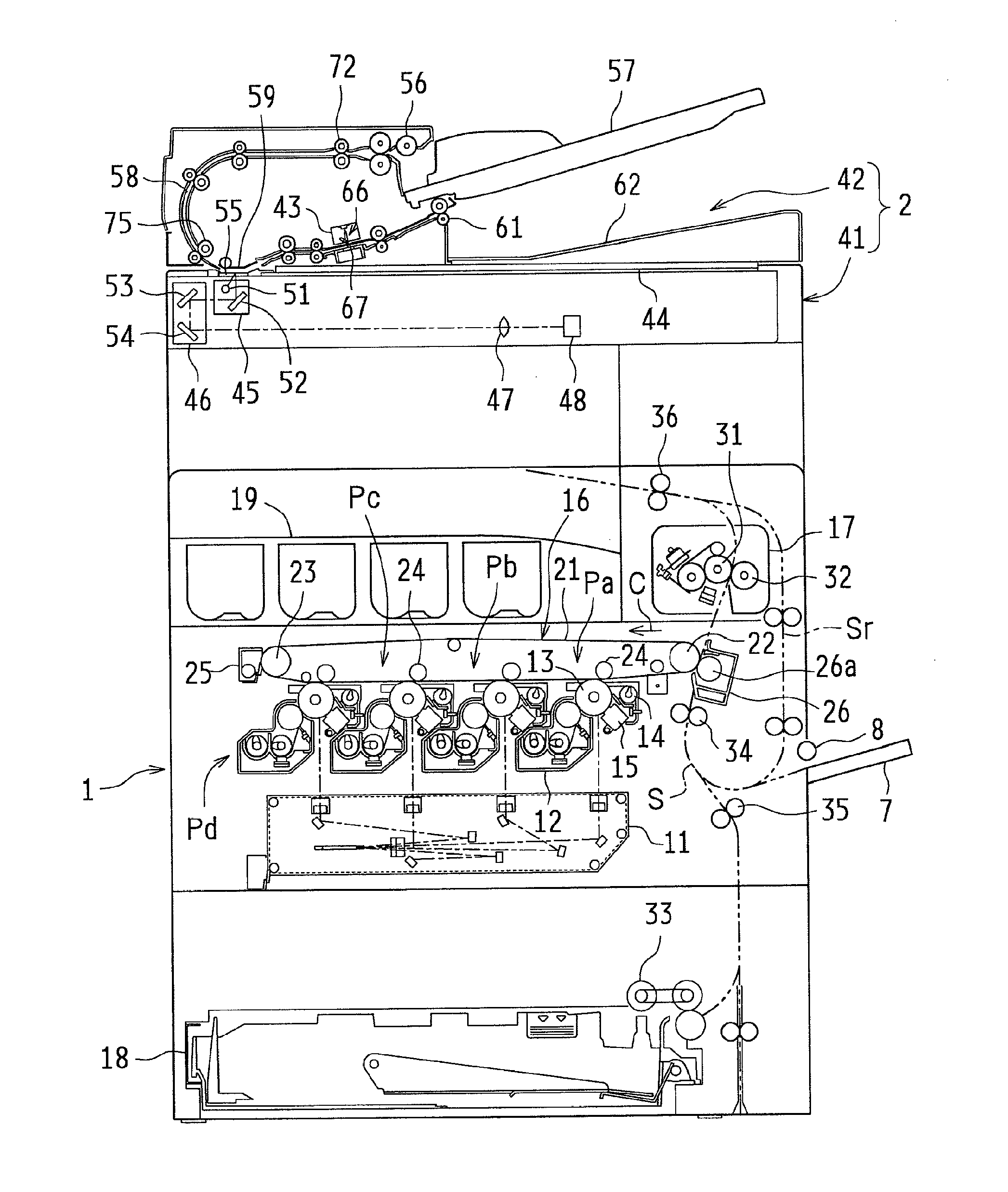 Paper transport device, document reading apparatus provided with the same, and image forming apparatus provided with the same