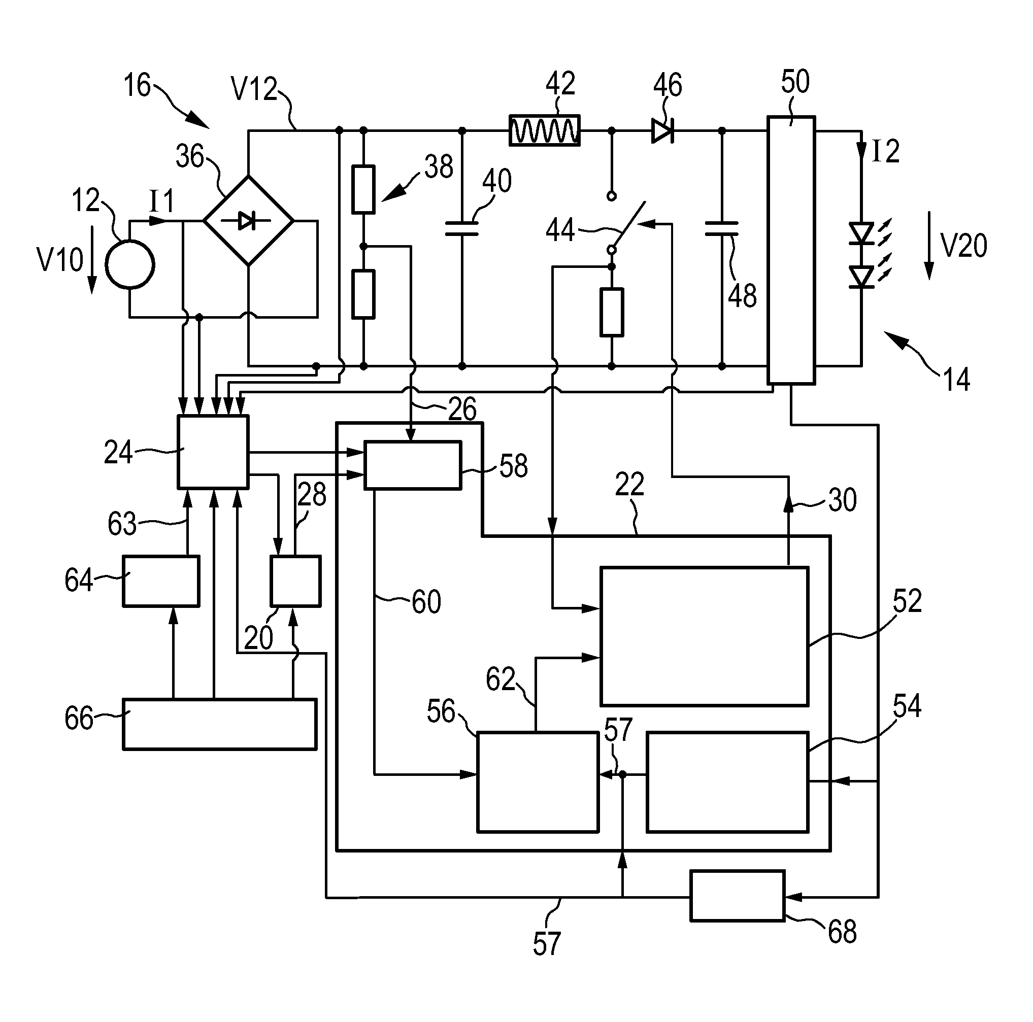 Driver device and driving method for driving a load, in particular a light unit