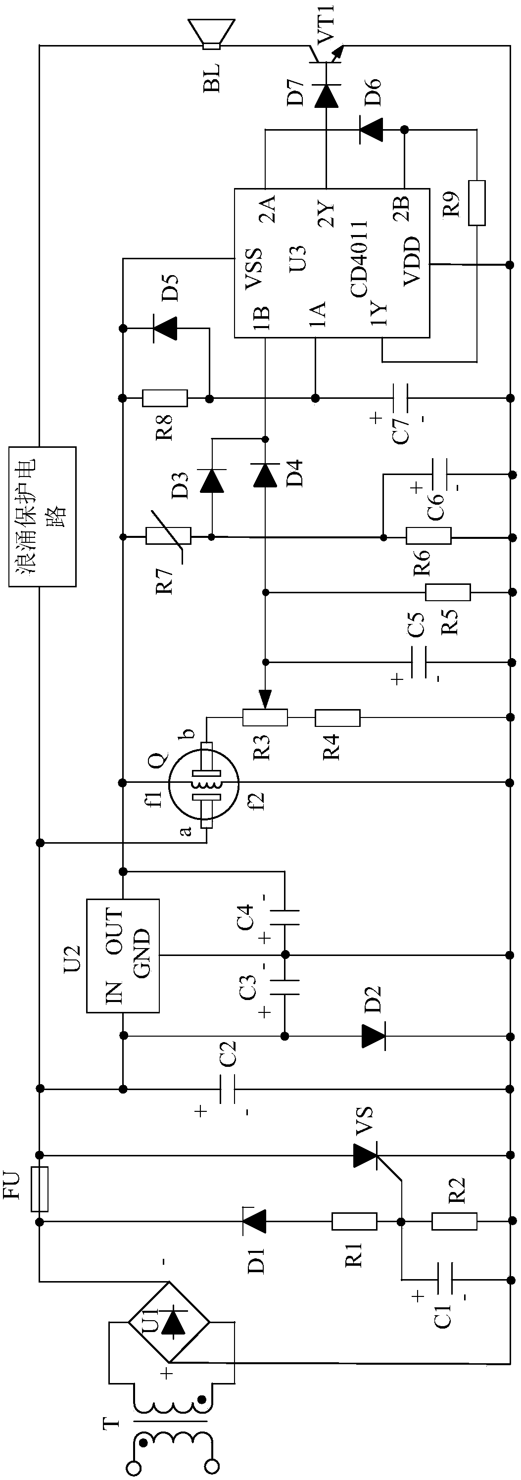 Temperature compensated combustible gas detecting and alarming system based on alarming protection