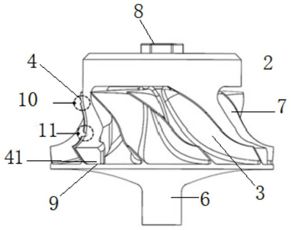 A defect inspection tool for the outer edge of a turbocharger impeller blade and an inspection method thereof