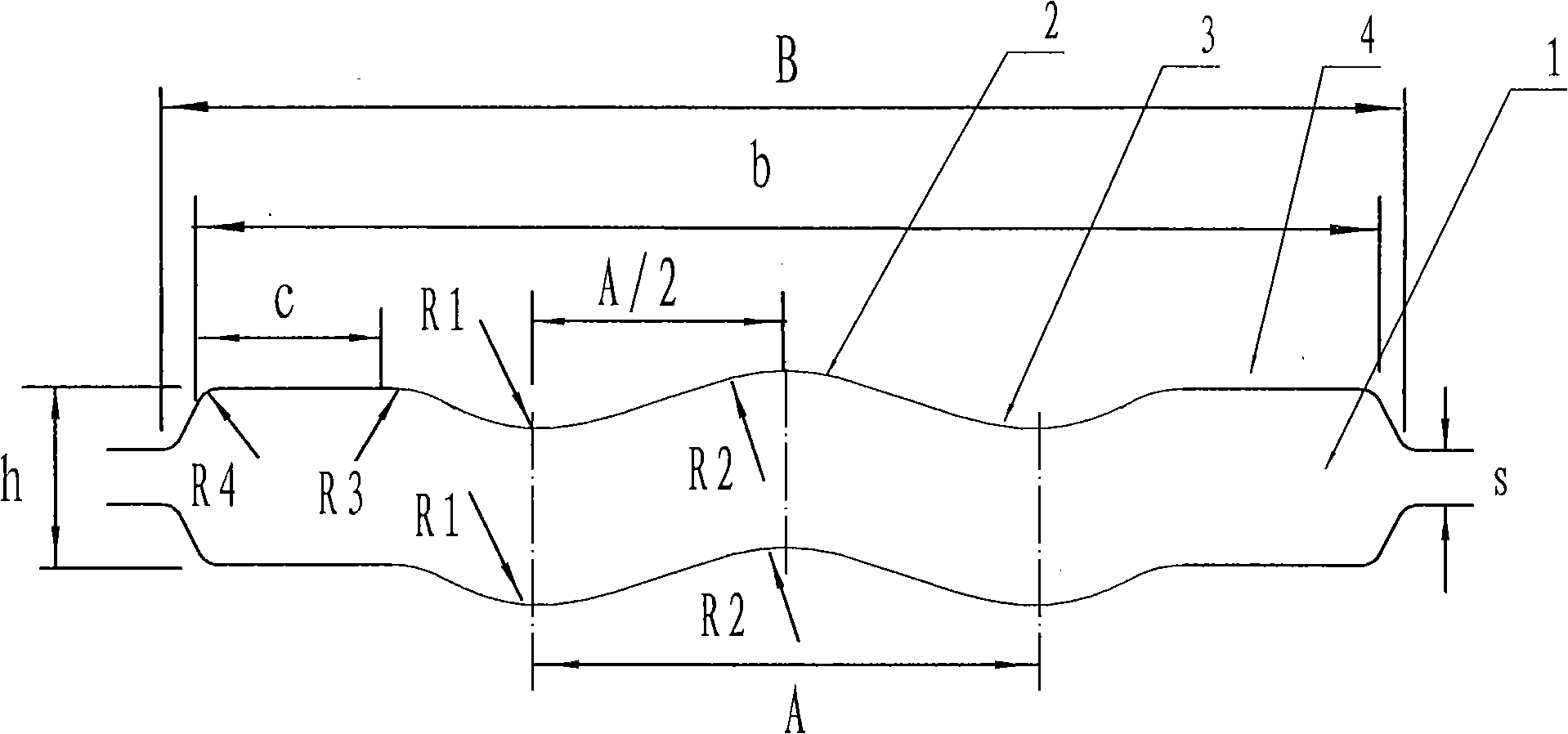 Forcedly stretching hole structure and stretching rolling method for rolling strip steel