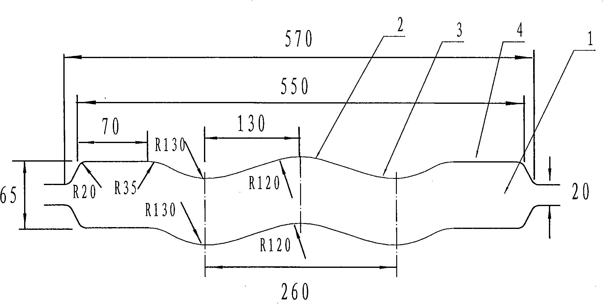 Forcedly stretching hole structure and stretching rolling method for rolling strip steel