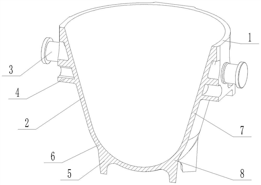 Metallurgical slag pot with variable-wall-thickness pot body