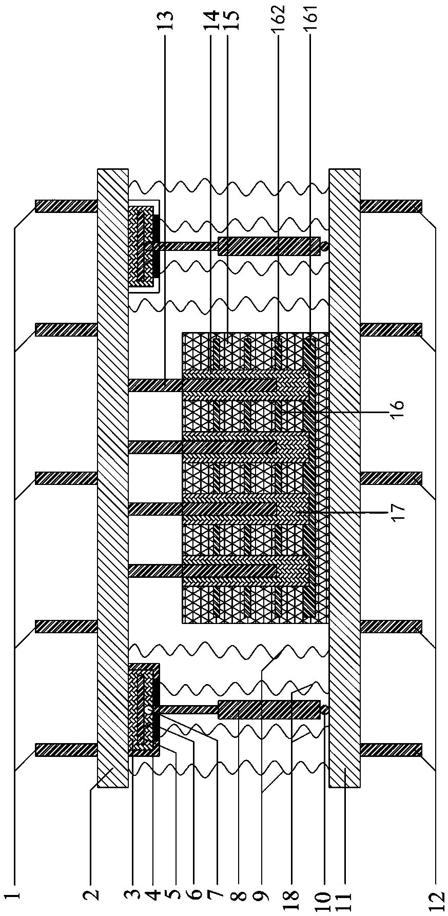 Compression-shear separated type variable-rigidity rubber support and manufacturing method thereof