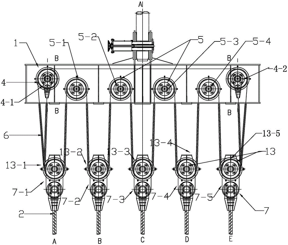 Flexible self-balance multi-suspension-point hanging beam structure