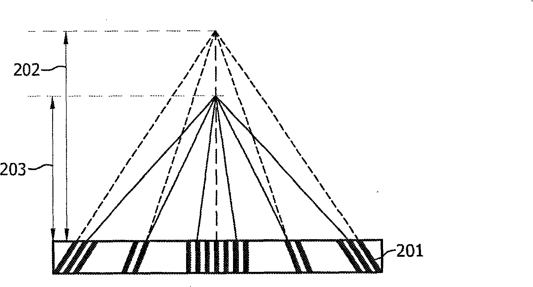 Anti-scatter grid for an x-ray device with non-uniform distance and/or width of the lamellae