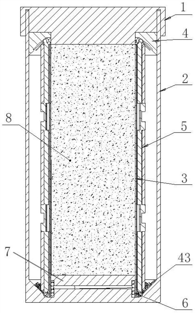 A storage container with variable inner diameter to achieve triaxial compression and locking of lunar soil samples