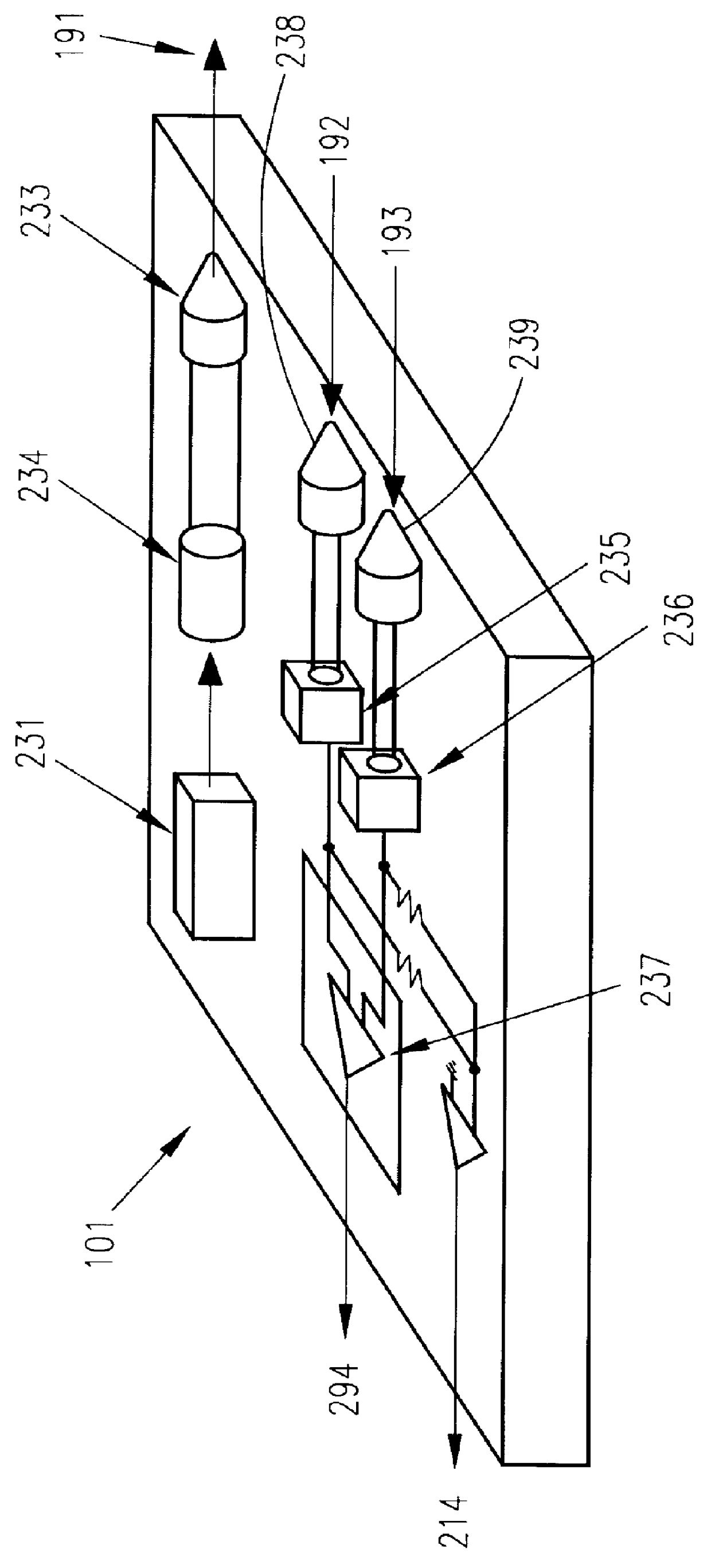 Data storage system having an optical processing flying head