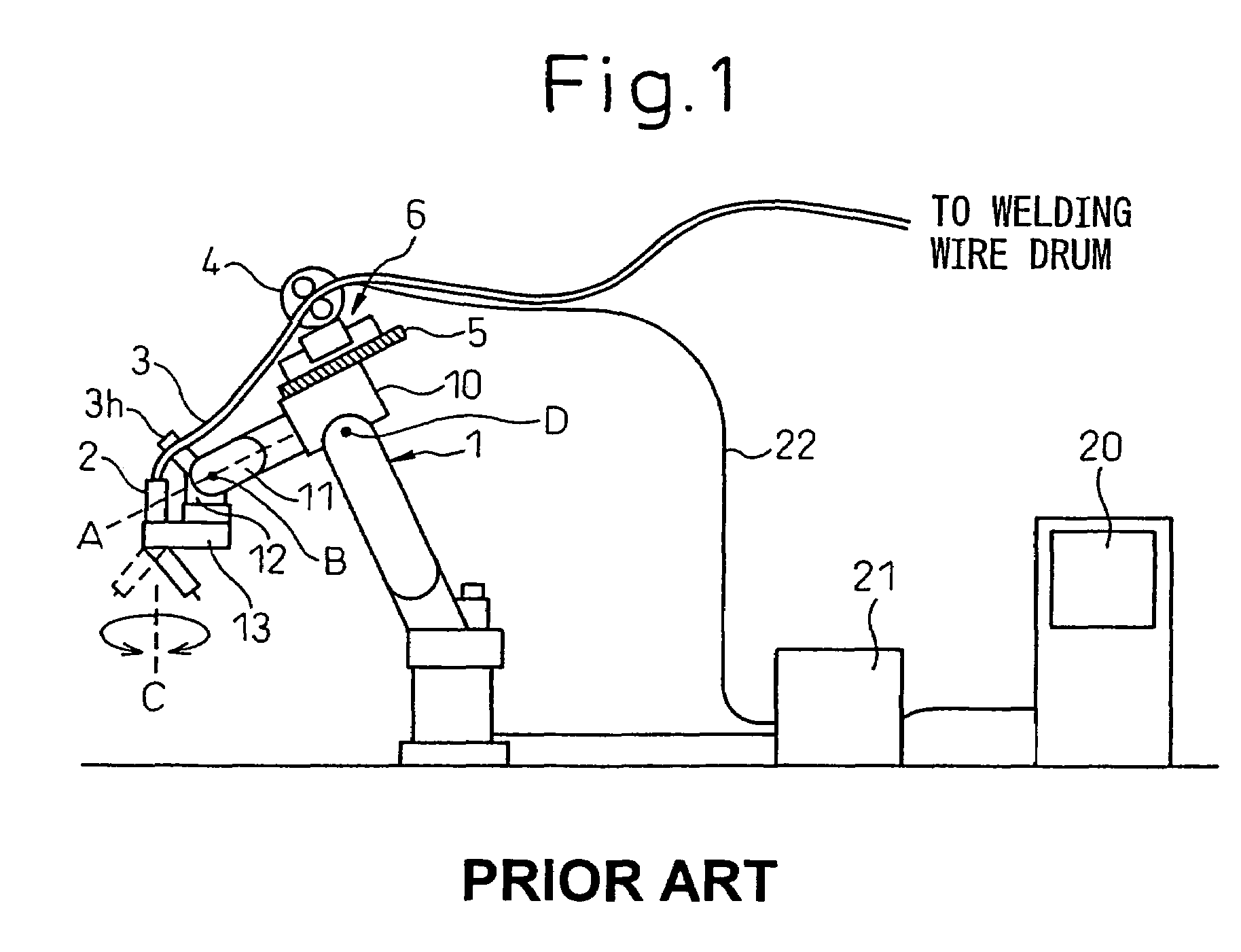 Torch cable disposition structure for arc-welding robot