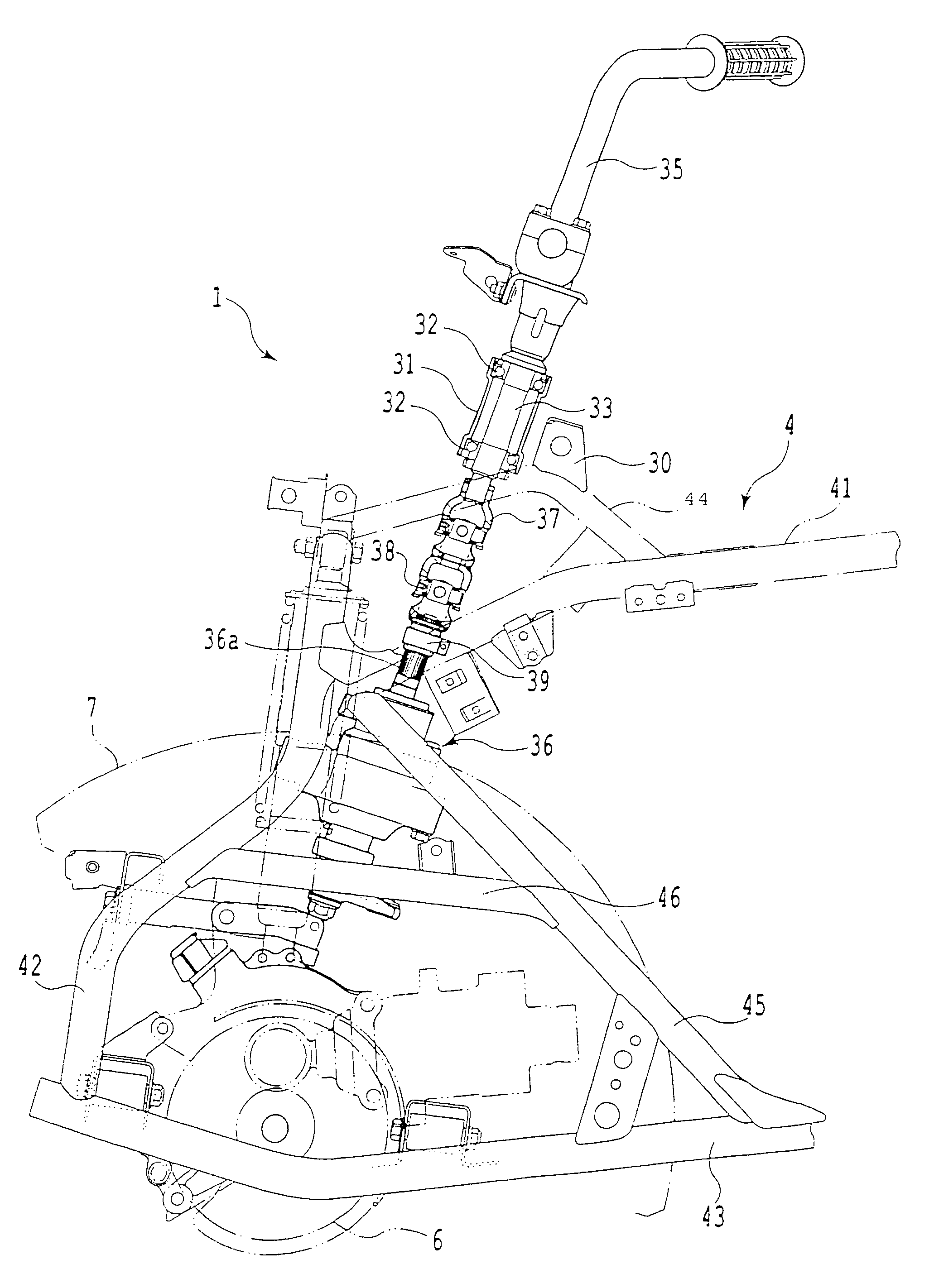 Steering shaft support structure and vehicle