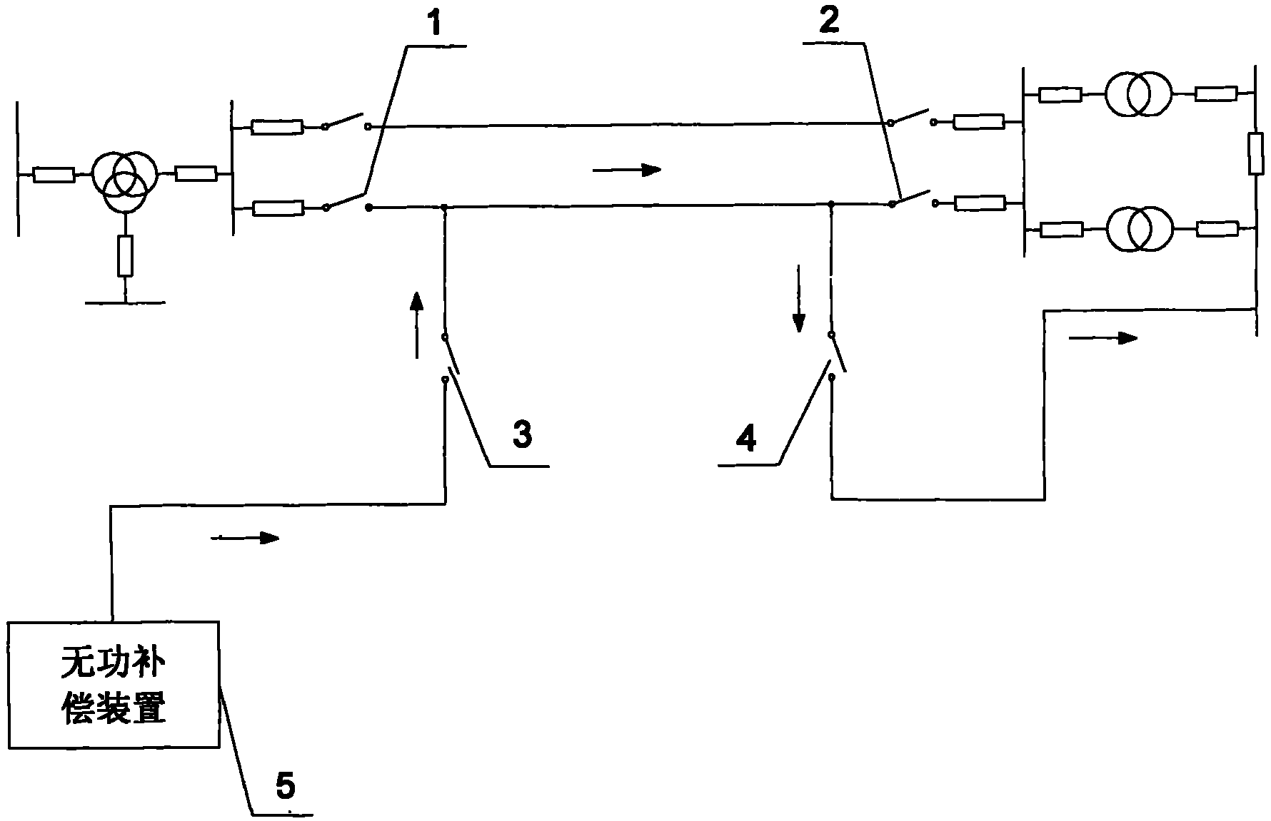 De-icing device with wattless current injected in the end of transmission line