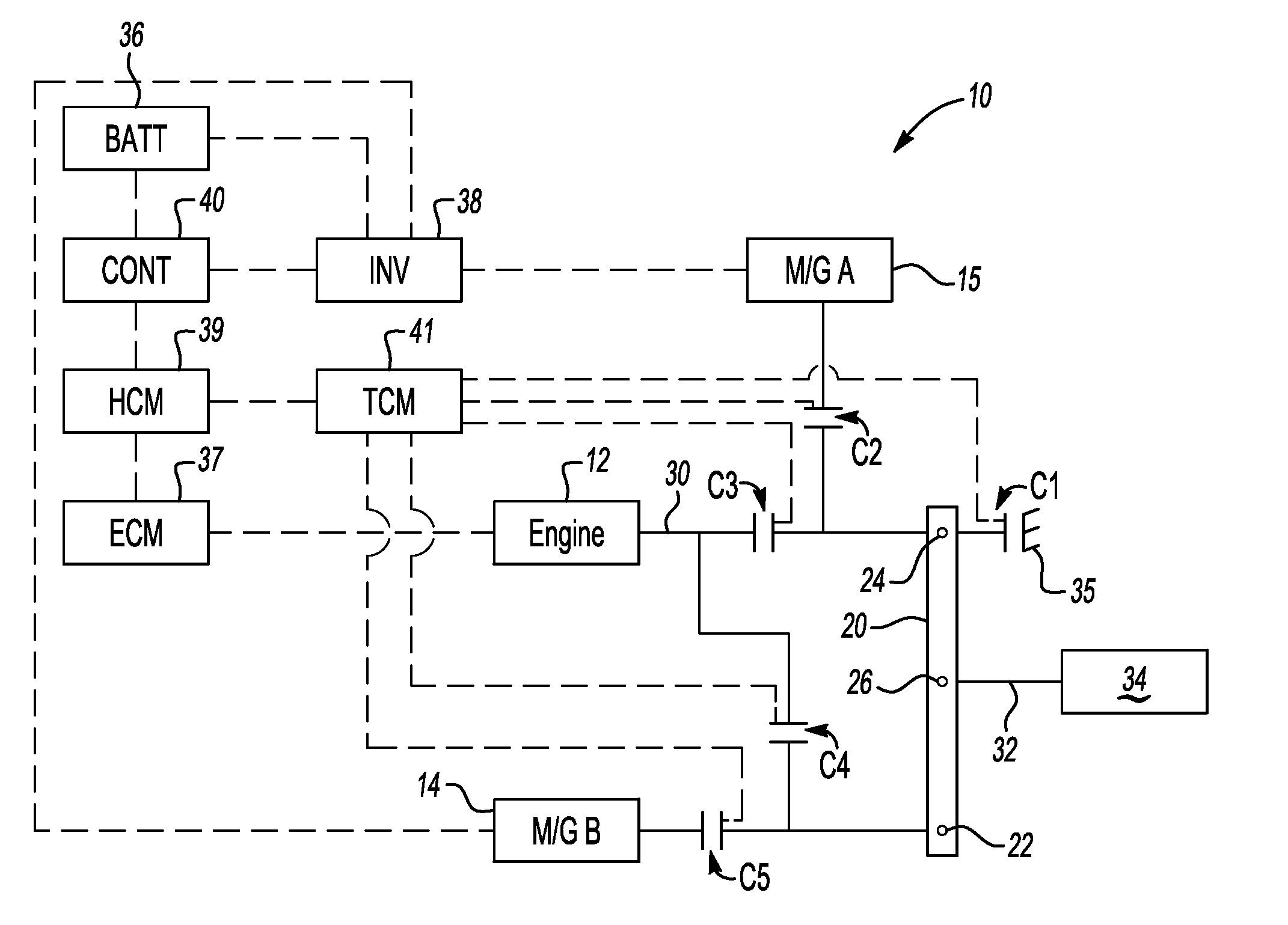 Single planetary hybrid powertrain with at least three electrically-variable operating modes