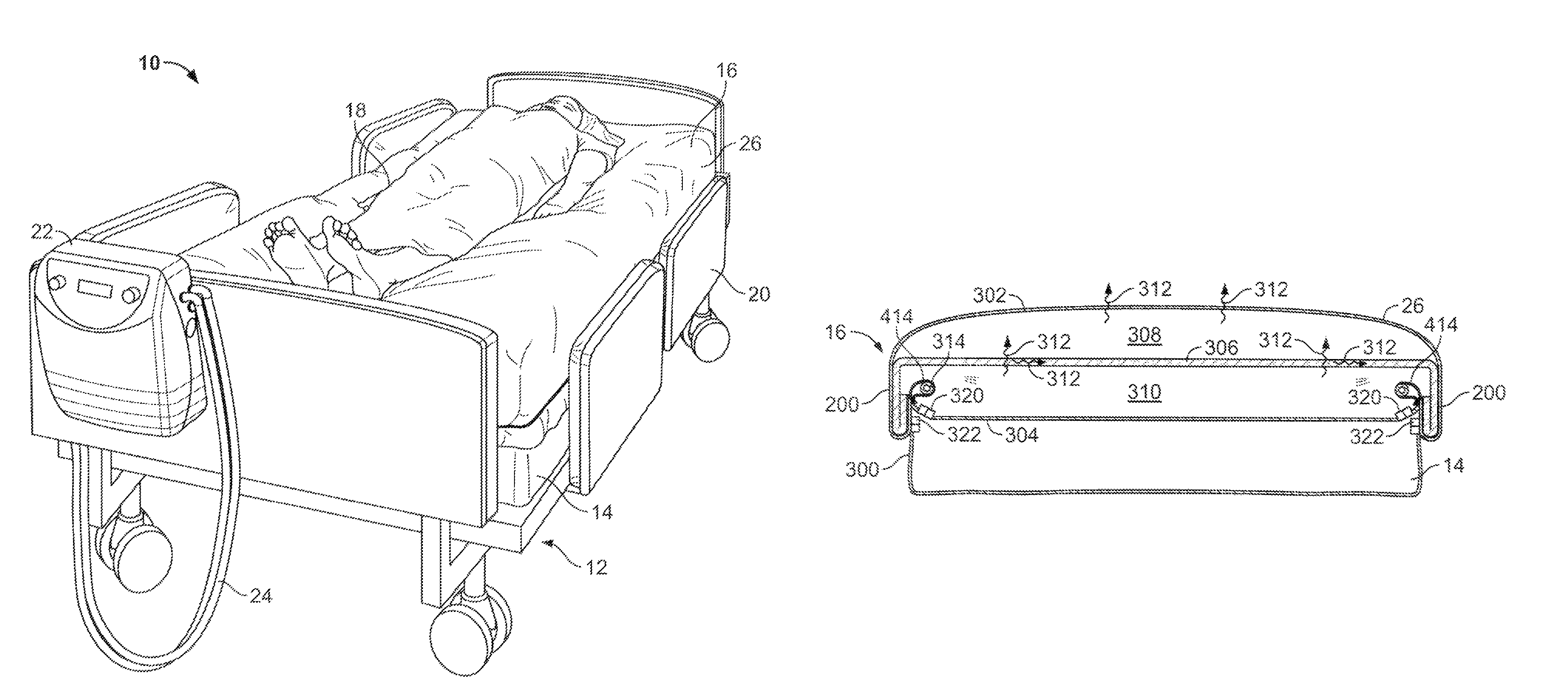 Multi-chamber air distribution support surface product and method