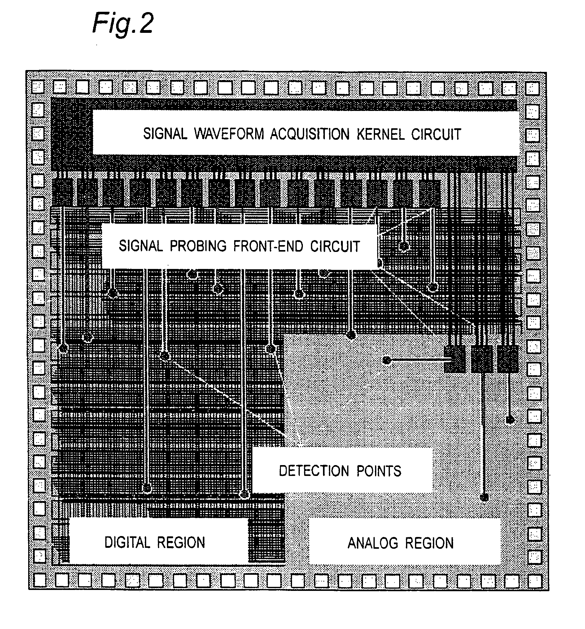 On-chip signal waveform measurement apparatus for measuring signal waveforms at detection points on IC chip