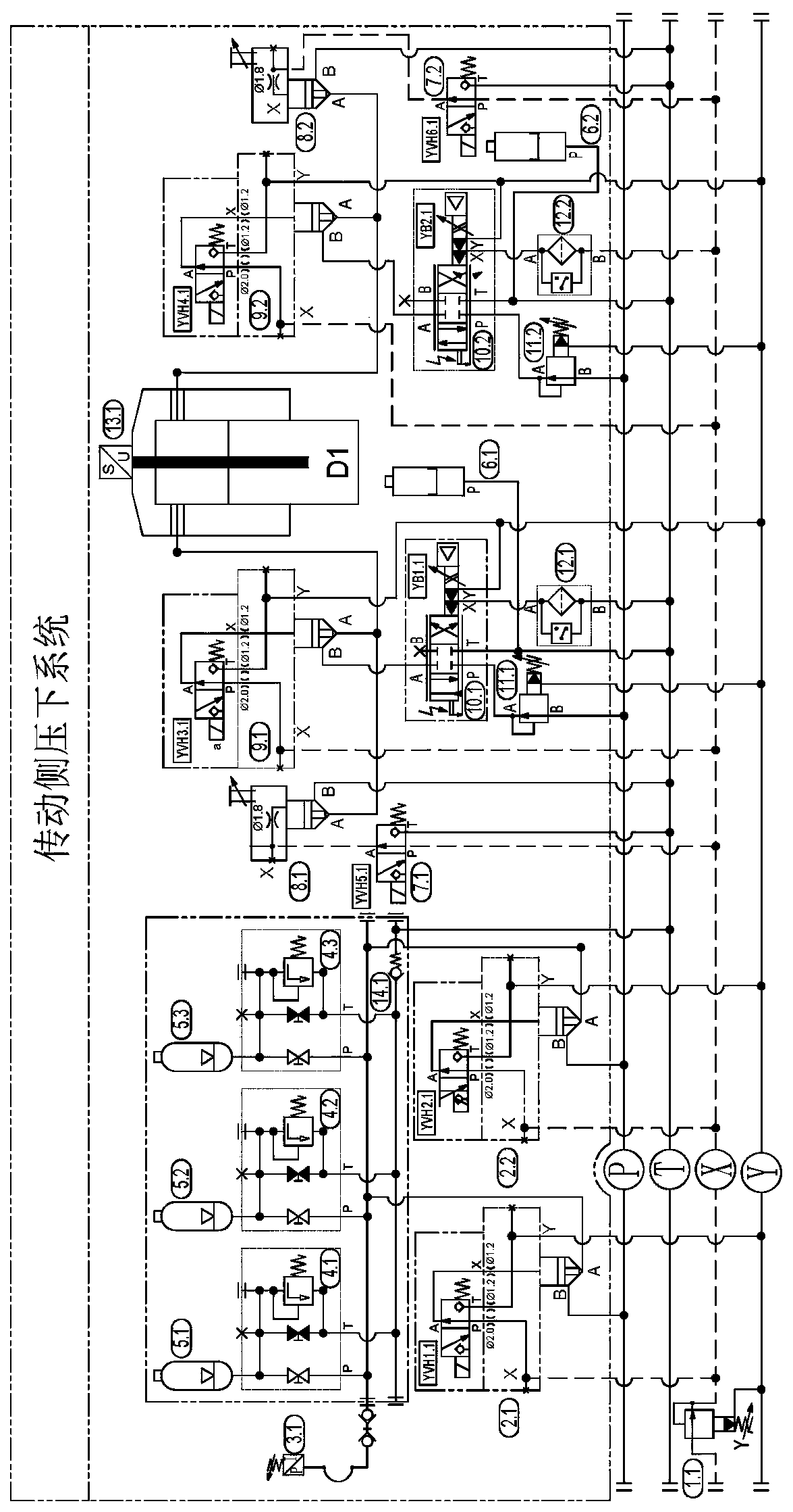 A corrugated rolling mill with hydraulic pressure for special-shaped back-up rolls