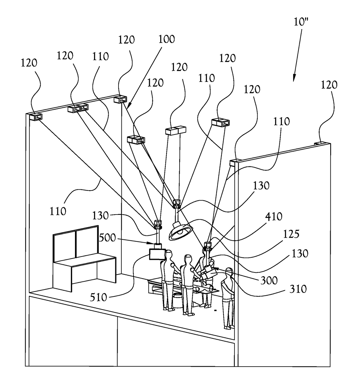 System for Controlling Light and for Tracking Tools in a Three-Dimensional Space