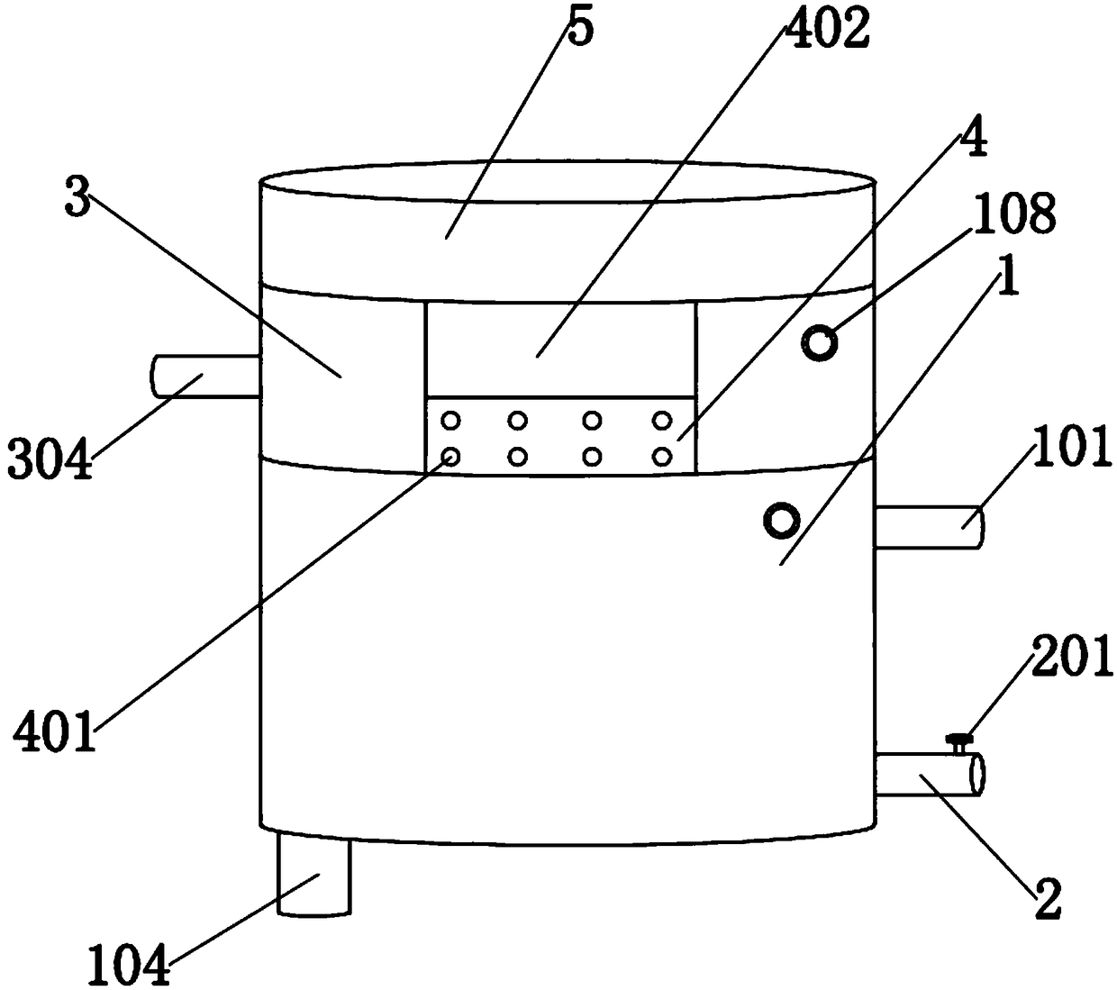 Pressurizing settlement type black riverway sewage treatment device