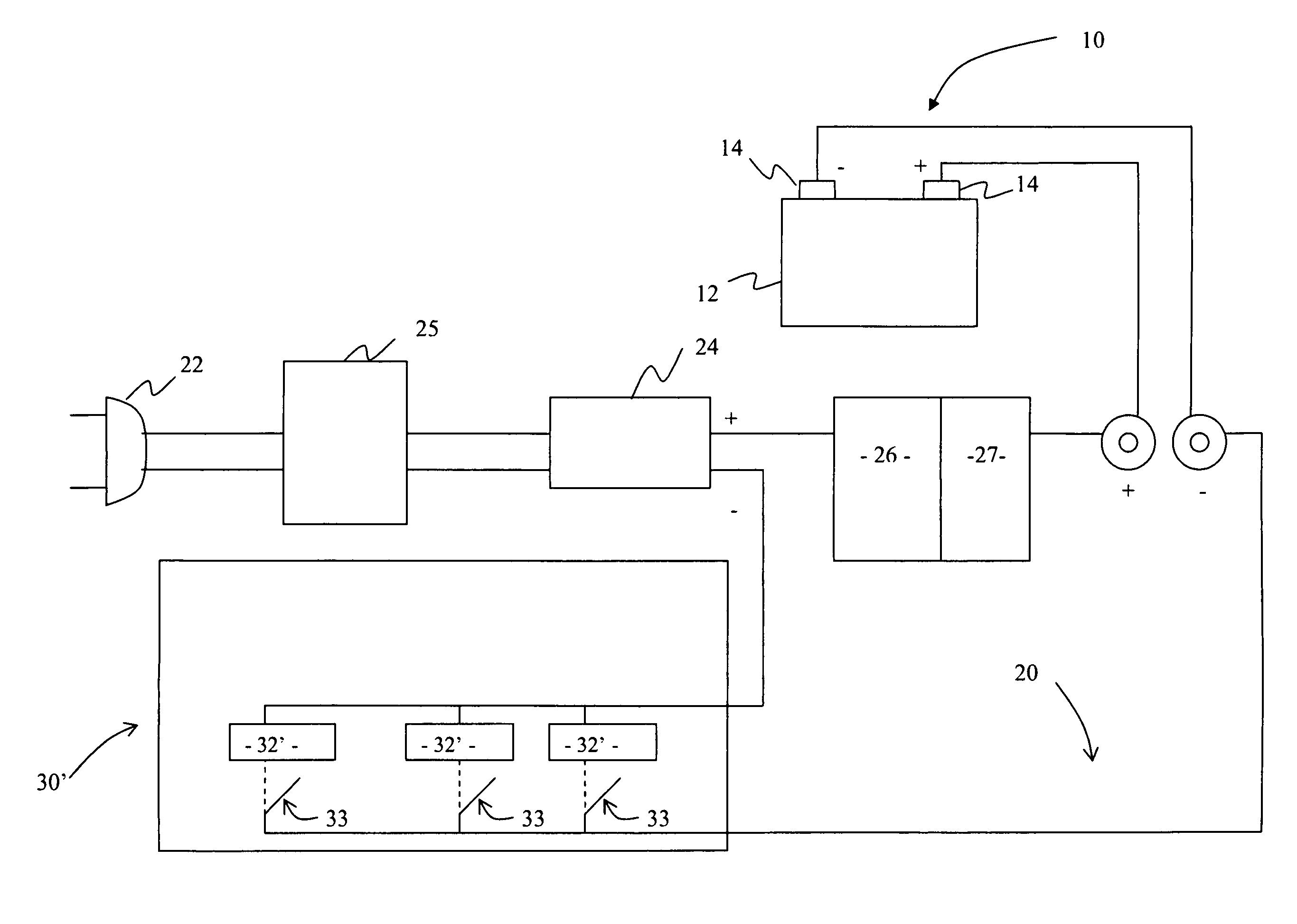 Load controlled battery charging device