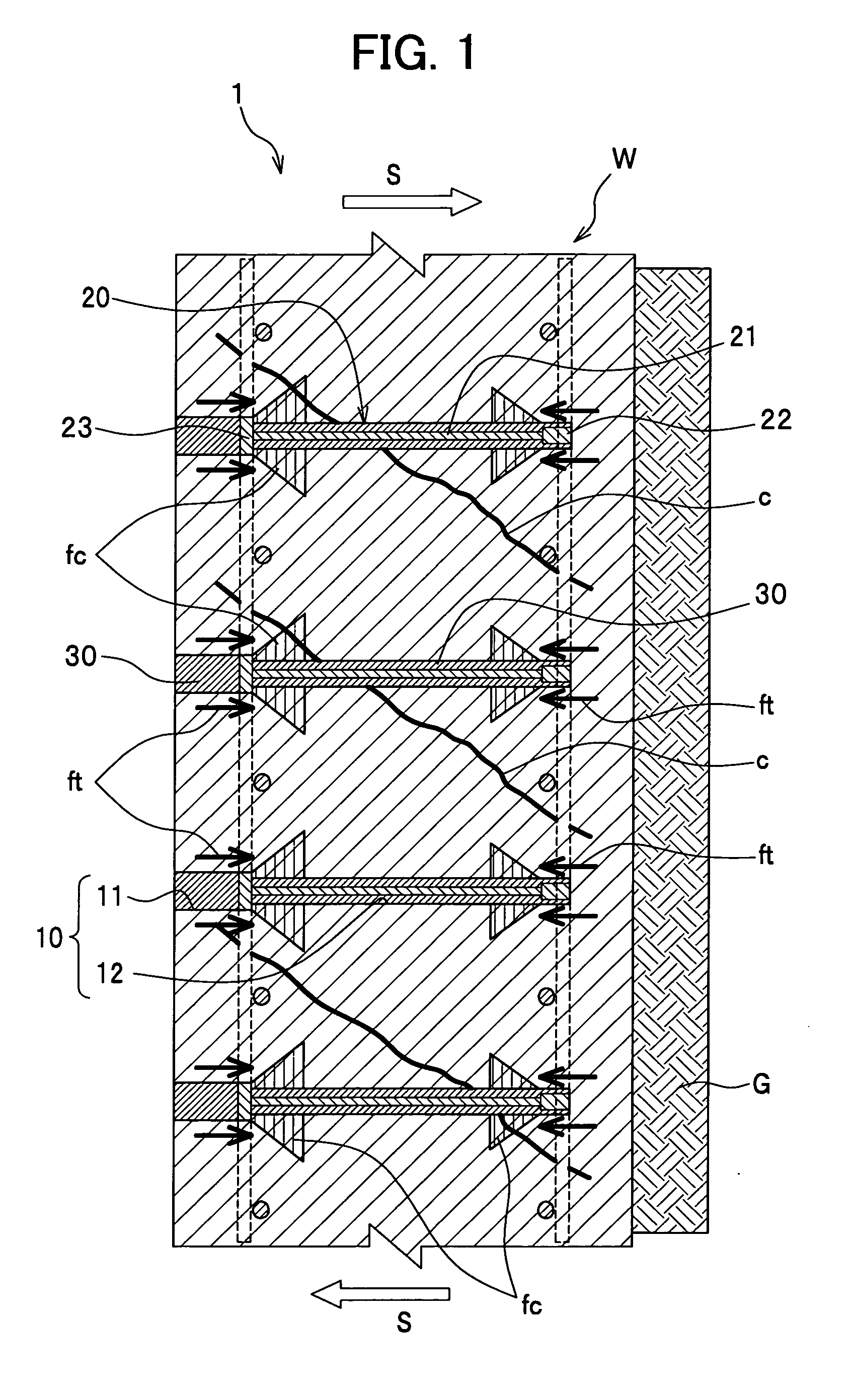 Shearing force reinforced structure and member