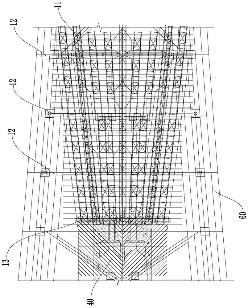 A construction method for the variable width section of a half-through arch bridge