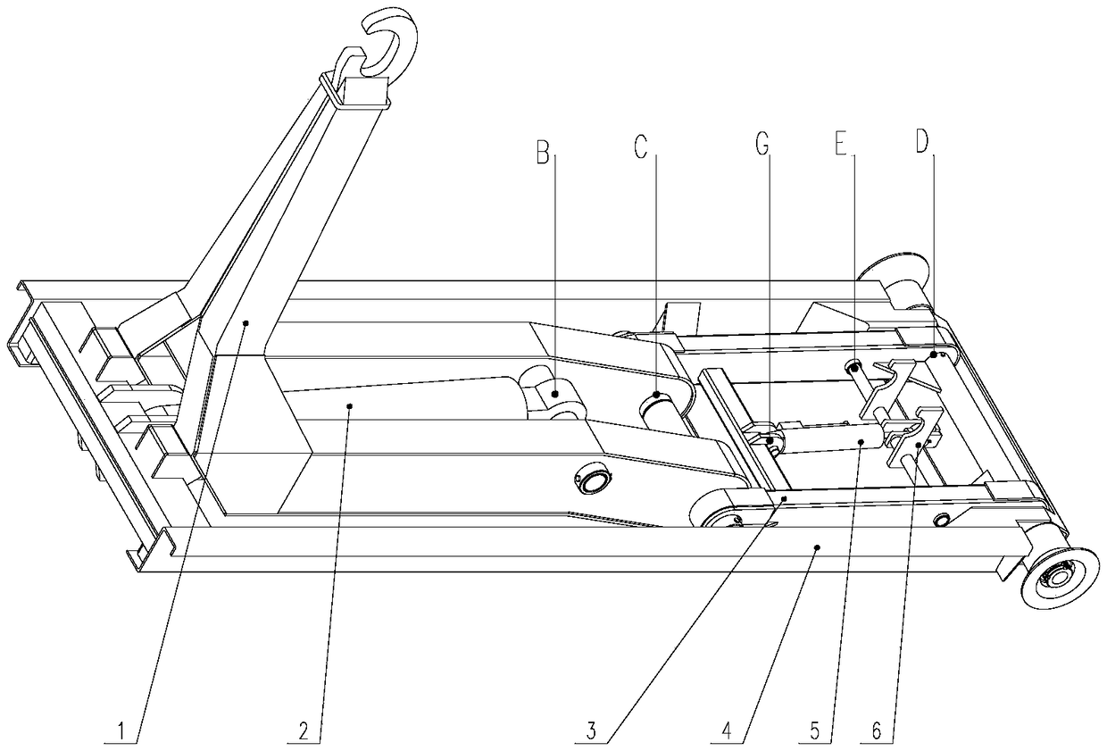 Draw arm device of single-cylinder draw arm type garbage truck