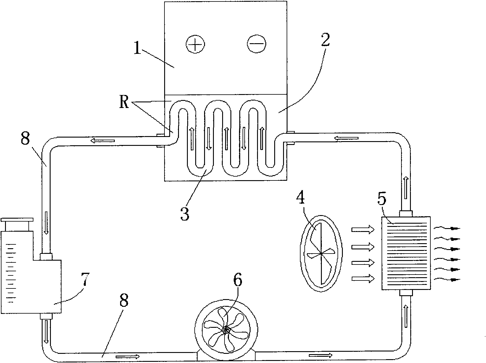 Liquid cooling system of storage battery and liquid cooling method of storage battery