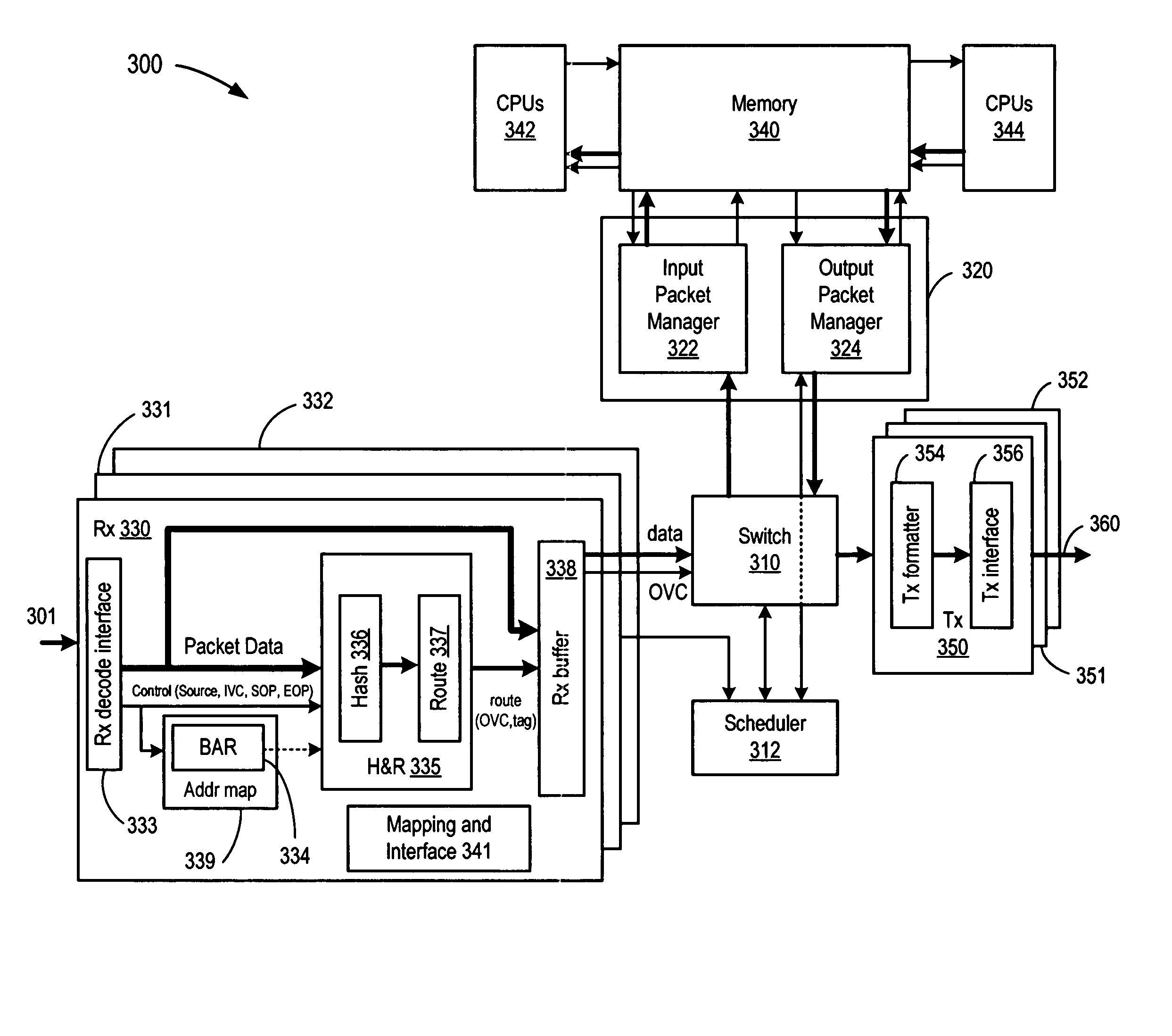 Hash and route hardware with parallel routing scheme