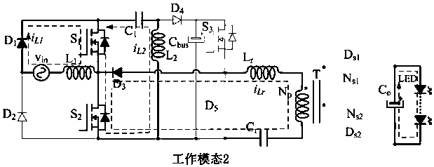 LED driving circuit for hybrid control of single-stage bridgeless Sepic and LLC