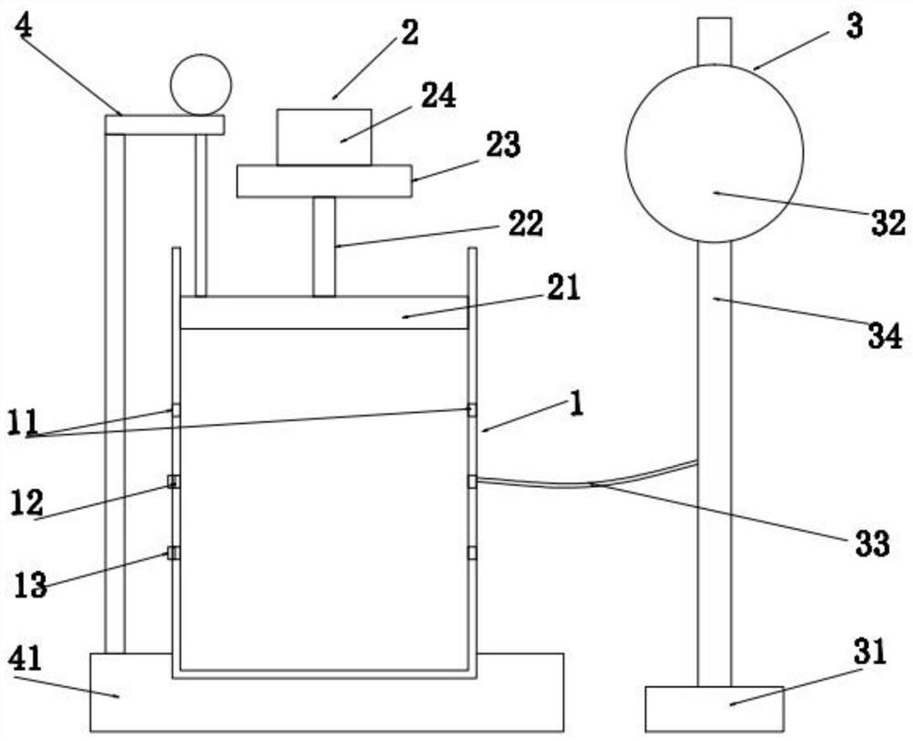 A test device for measuring the subsidence of saline soil