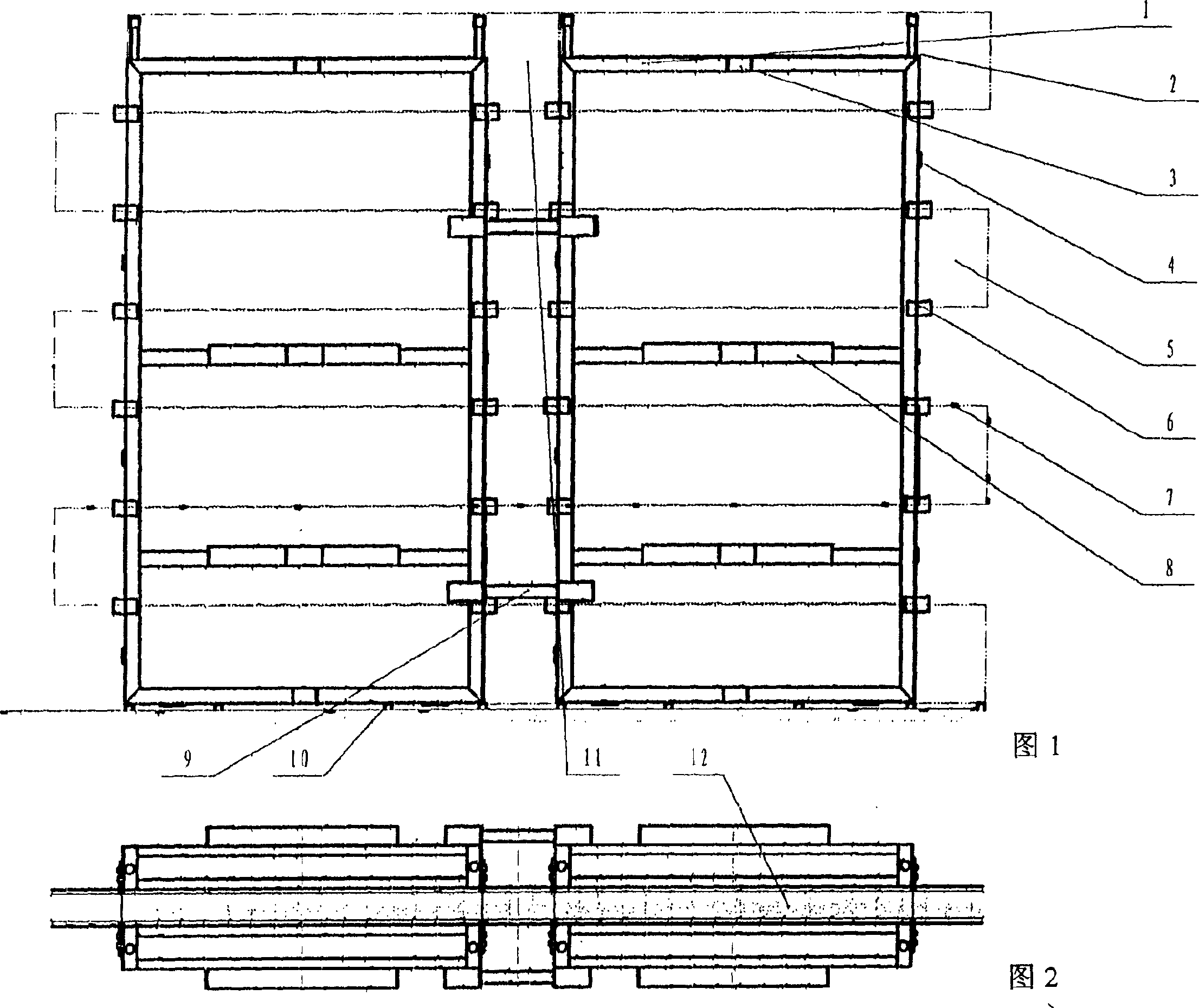 Outer making up and inner casting non-bearing wall and constructing method