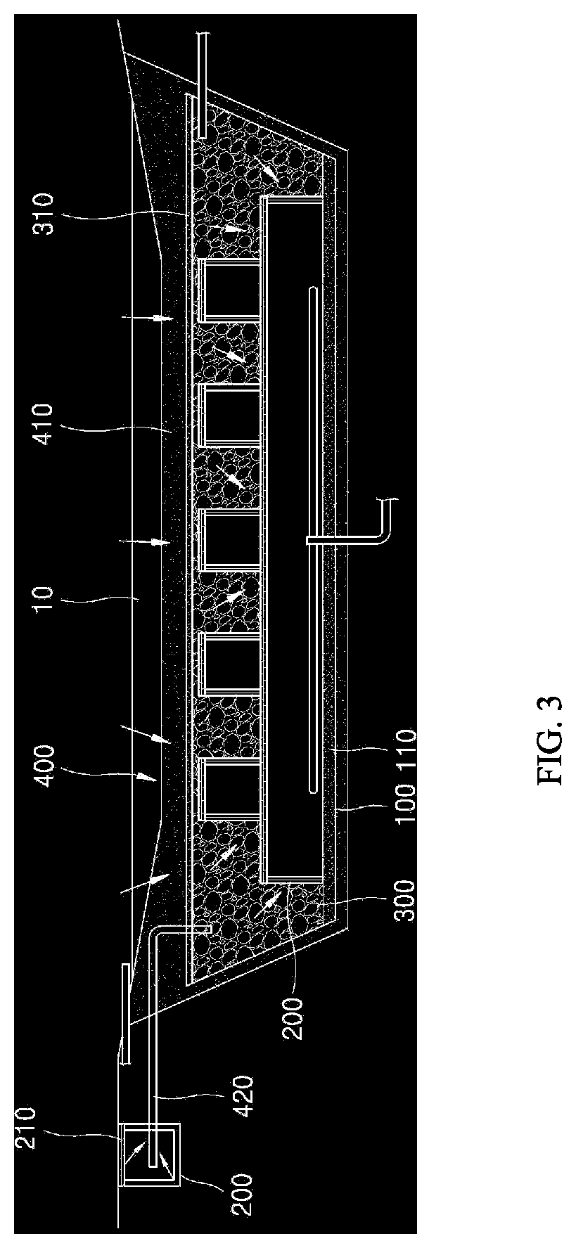 Water treatment device construction structure having grating room and method for constructing various water spaces/waterscaping facilities having same coupled thereto