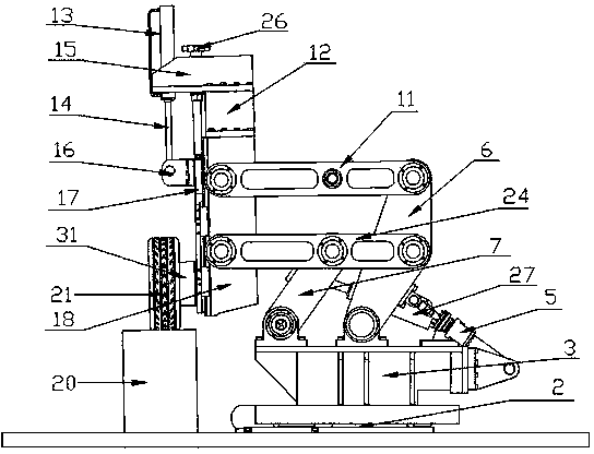 Compound four-connecting rod testing machine for mechanical properties of tire