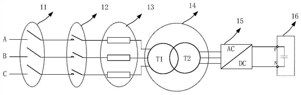 Pre-charging device and three-level converter