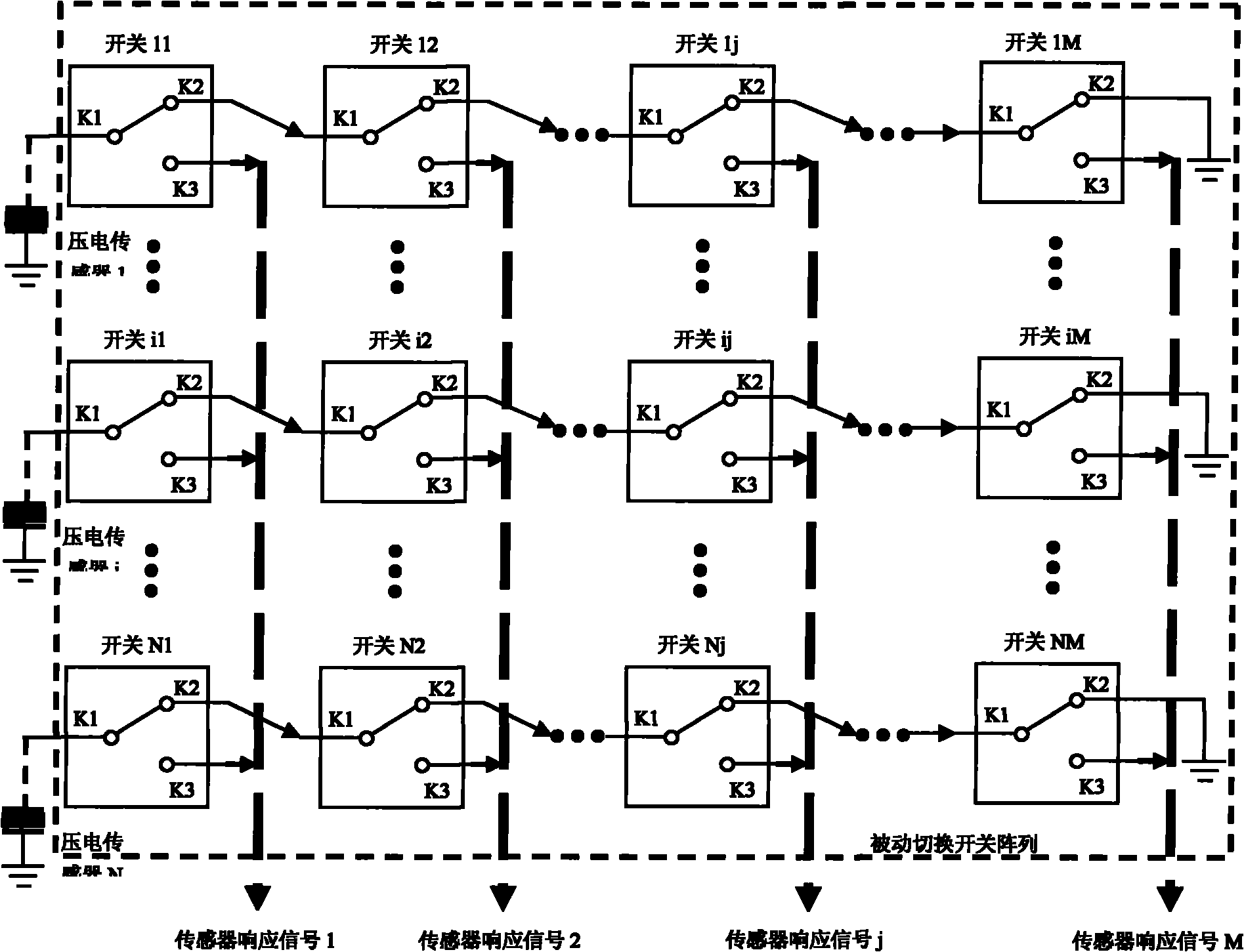 Low-crosstalk, rapid and active-passive compatible type piezoelectric channel switching system and realization method thereof