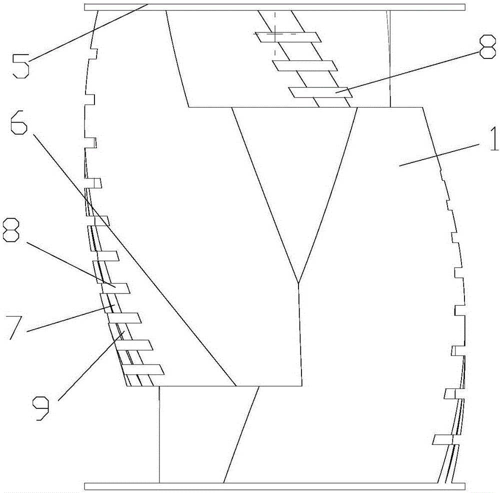 Synchronous four-ridge sawtooth type dynamic clearance changing internal mixer rotor