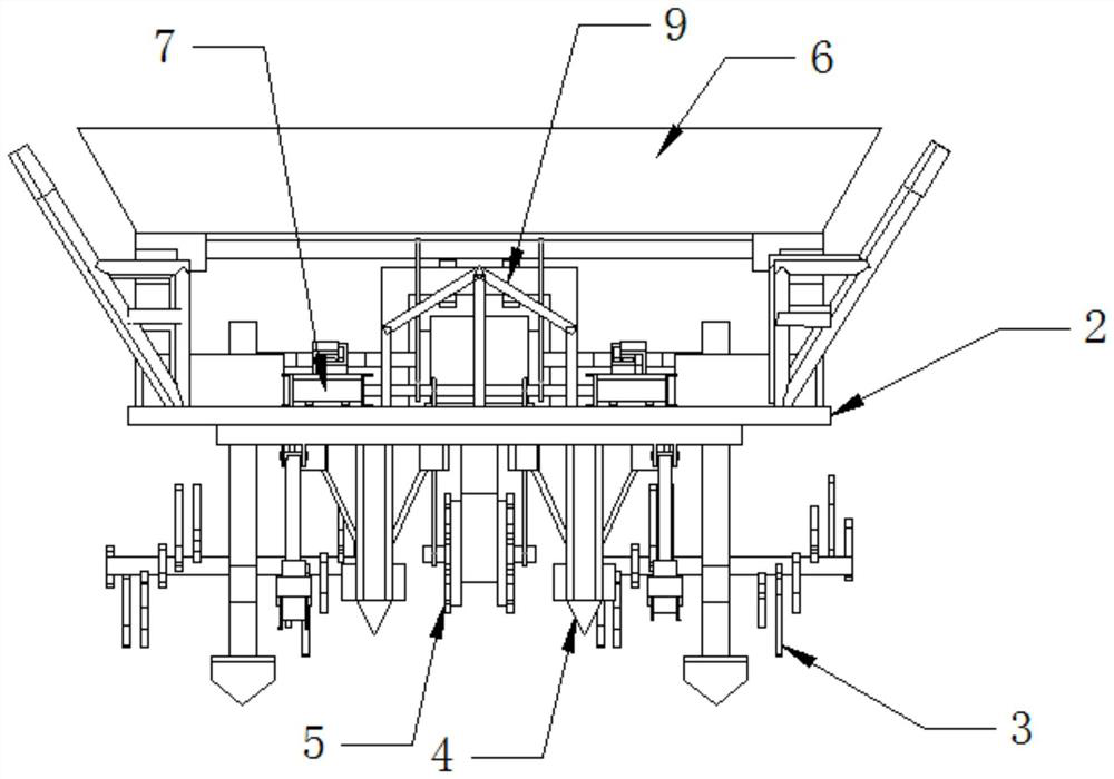 Equal-row-spacing sugarcane precision planter with mulching film laying device