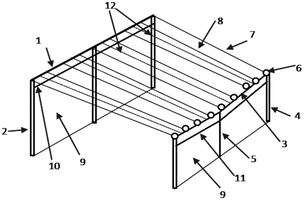 Cable-membrane greenhouse and construction method thereof