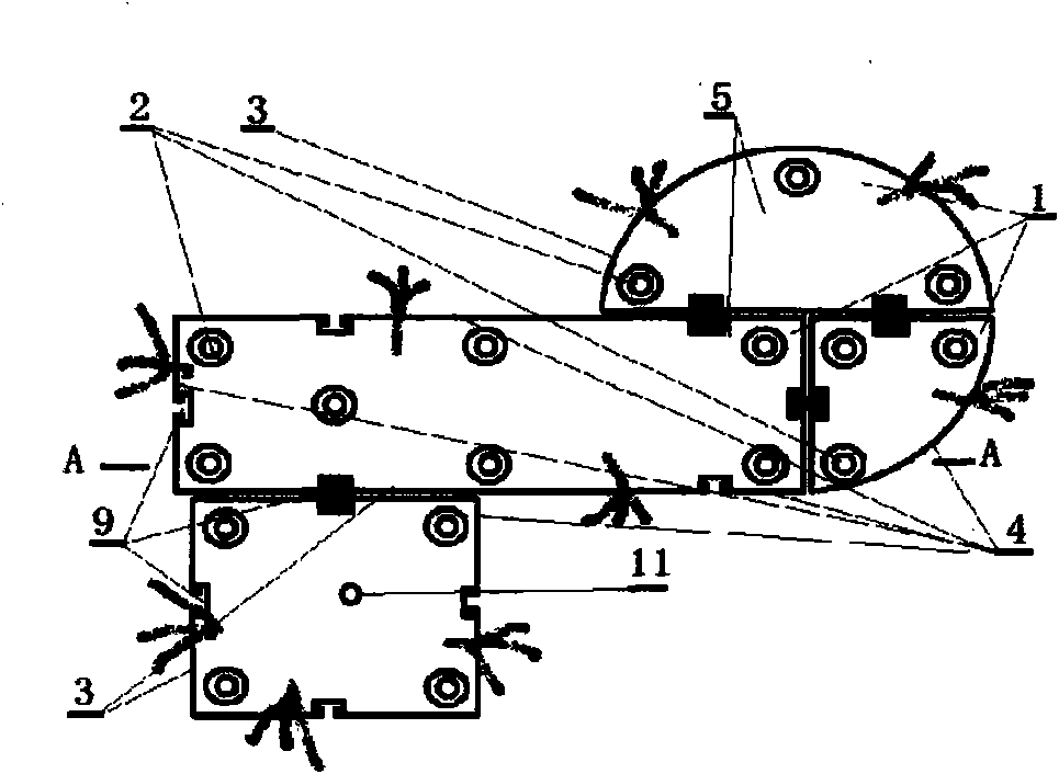 Building method of combined-type greening body