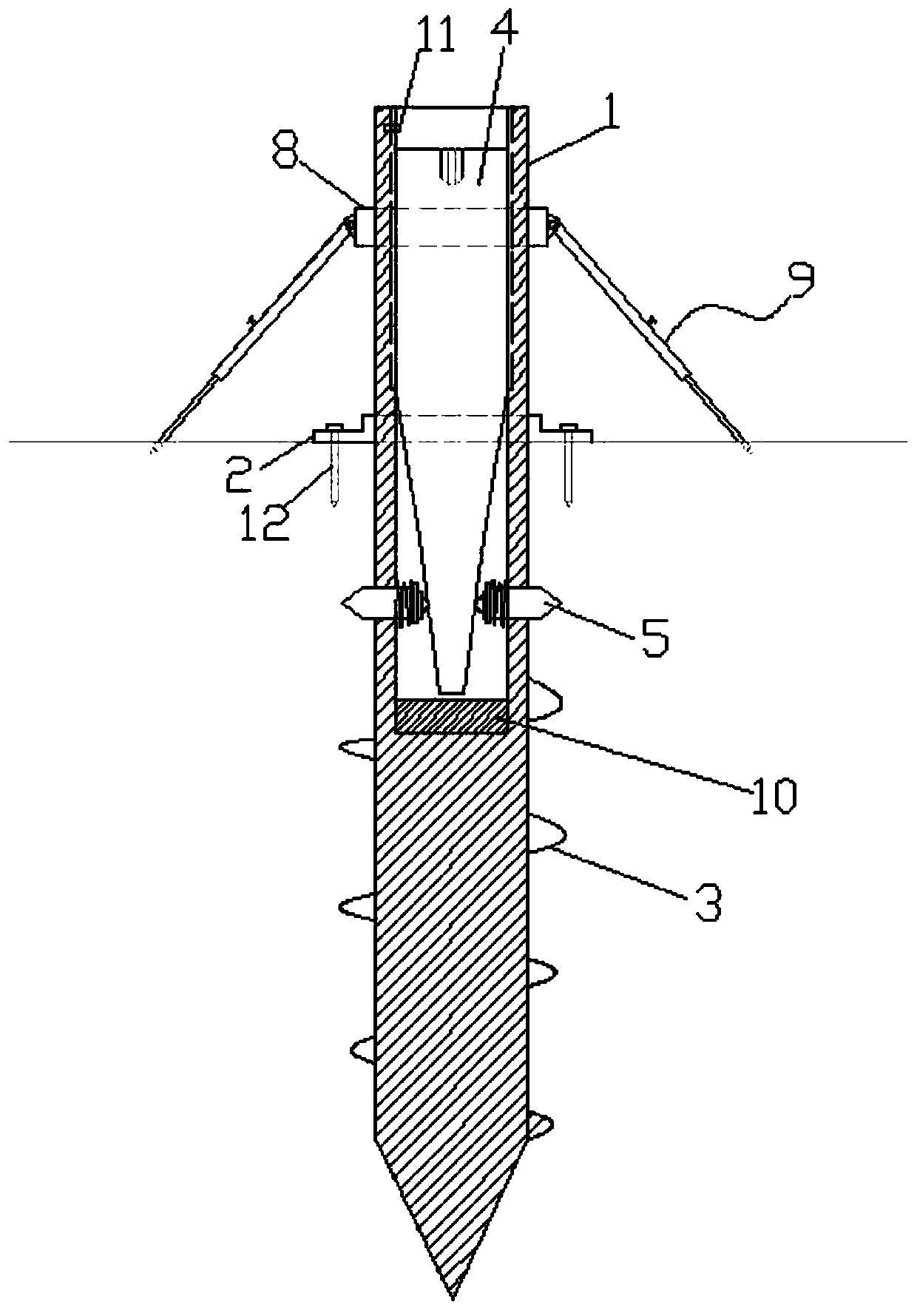 Spiral ground pile for construction site