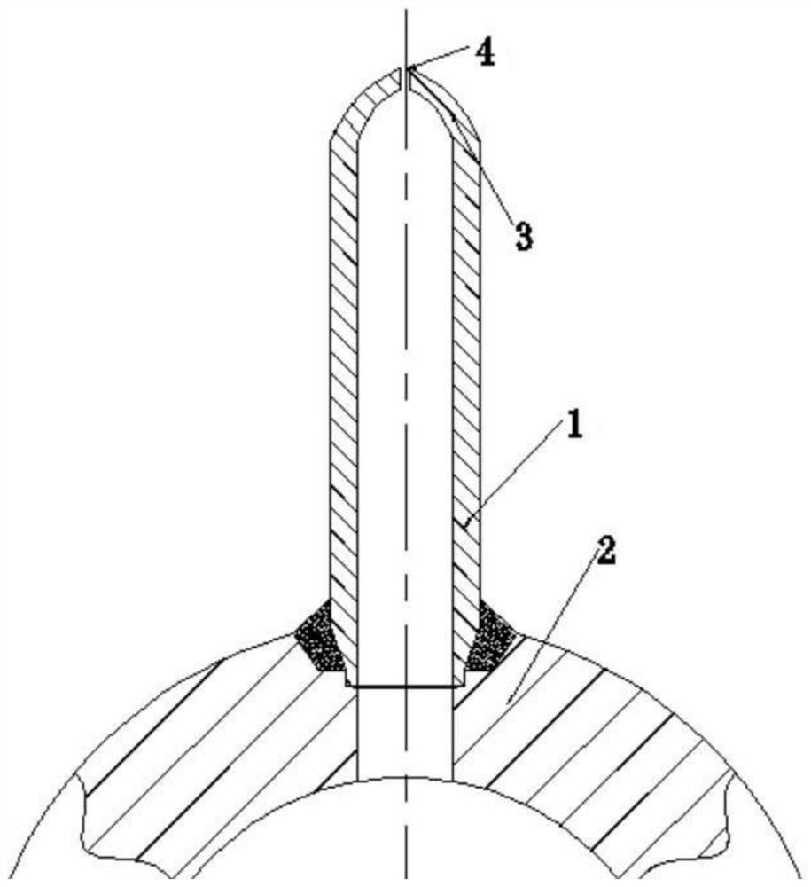 Boiler header connecting pipe with hot spinning hydraulic pressure end socket and machining method thereof