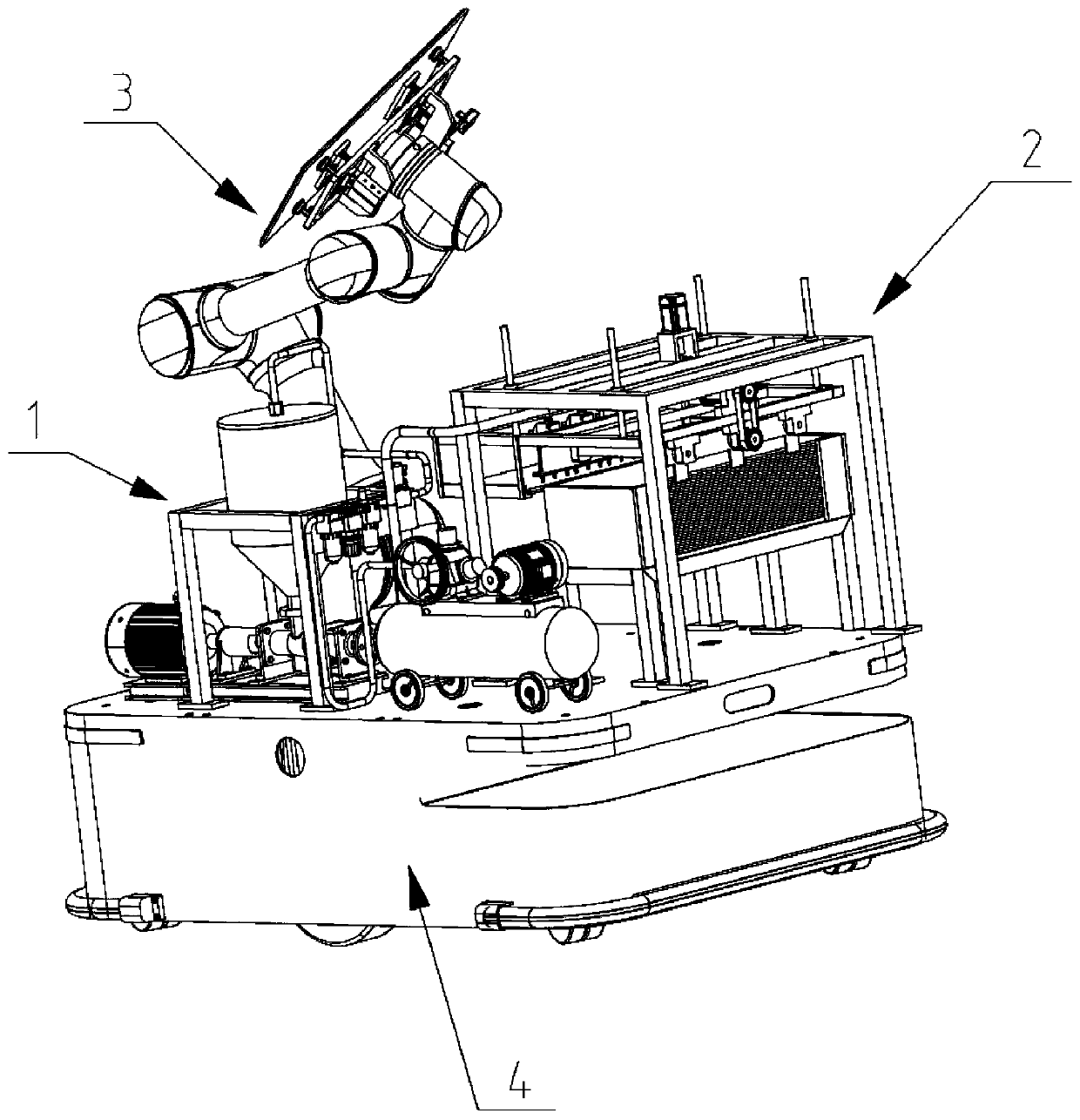 Glue discharging device and wall face tile gluing paving and pasting robot